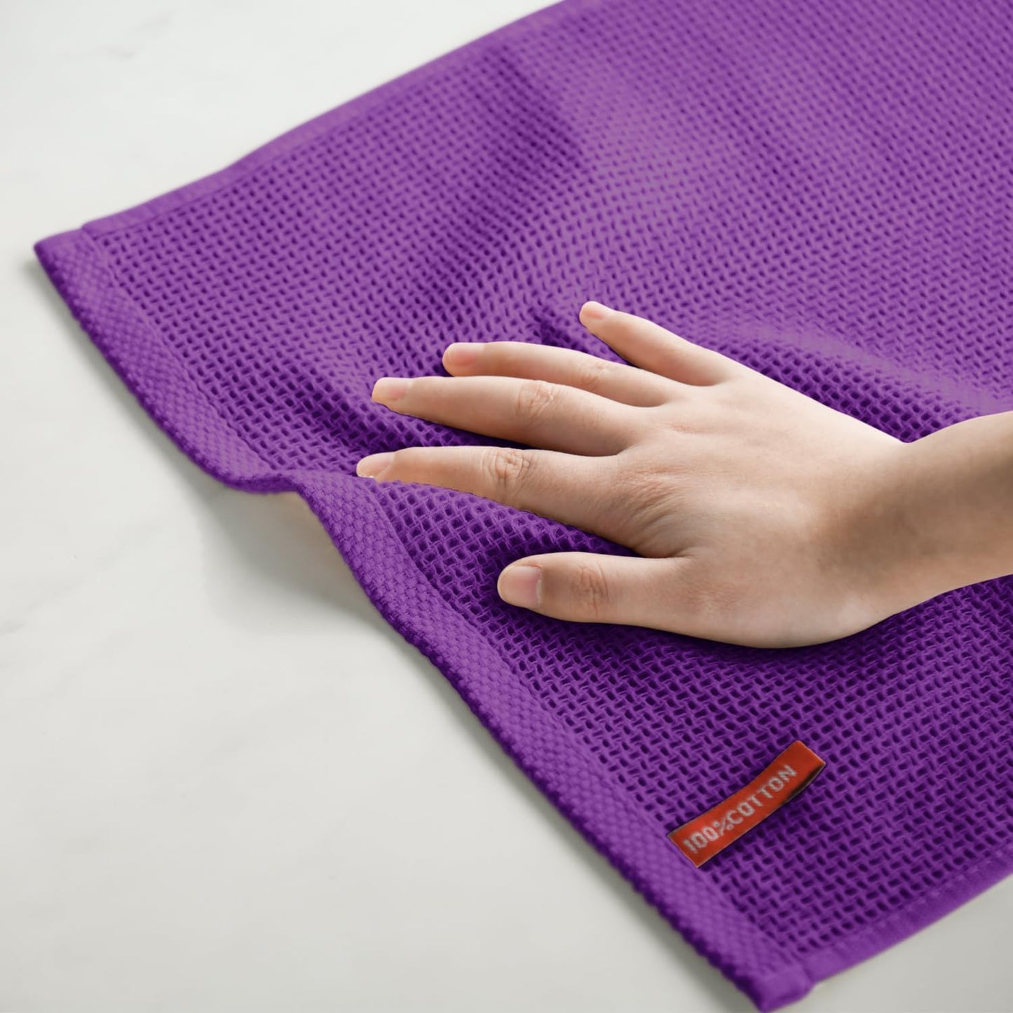 Artoid Mode 100% Cotton Purple Waffle Weave Kitchen Dish Cloths, 13x28 Inch Ultra Soft Absorbent Quick Drying Kitchen Dish Towels Set of 4