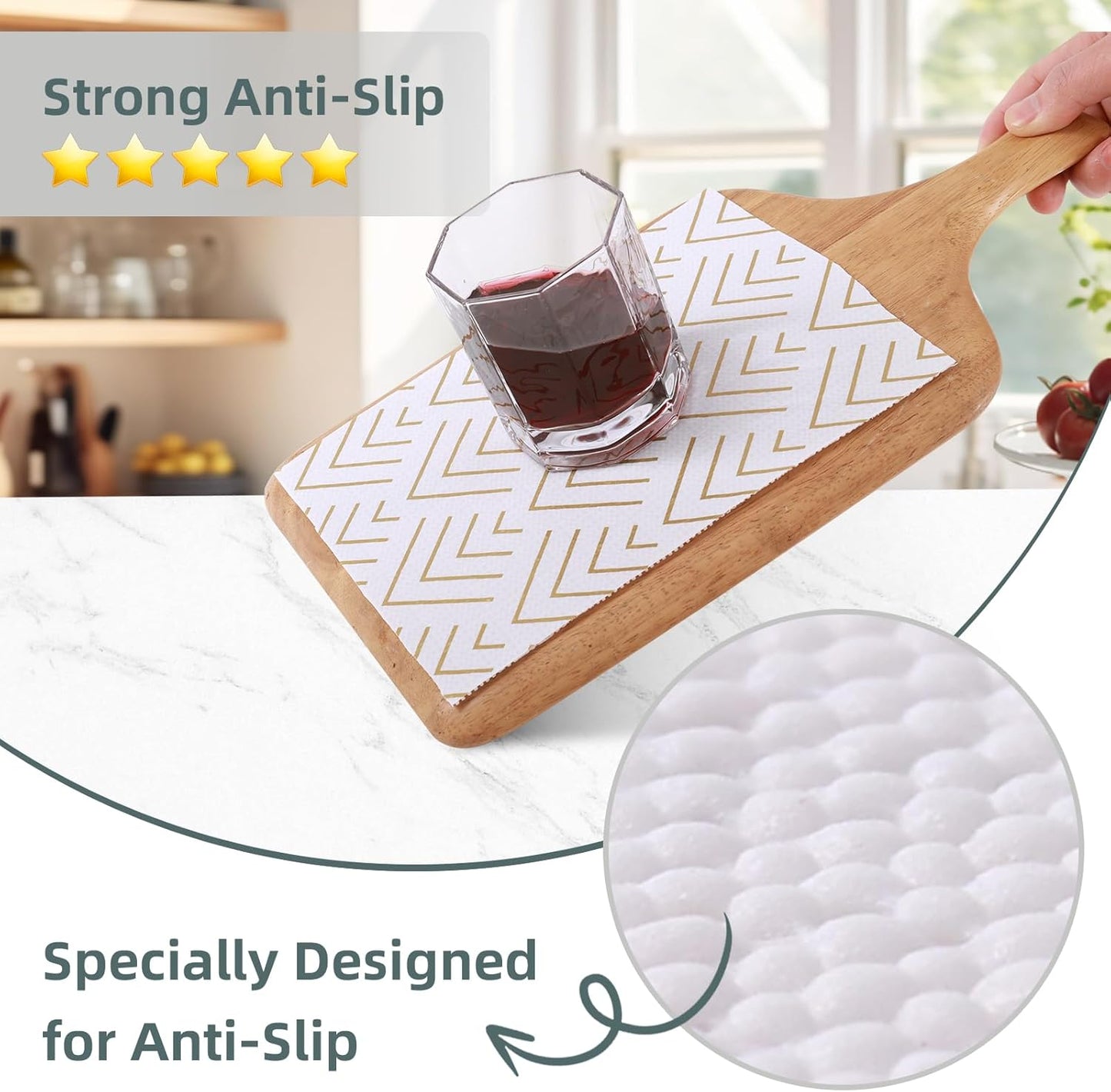 Shelf Liner for Kitchen Cabinets 11.8 x 236.2IN Non Adhesive Drawer Liner Non-Slip Thickened Shelf Liner Paper Strong Easy to Clean for Tool Box Refrigerator with Knife and Tape Measure, Gold Arrow