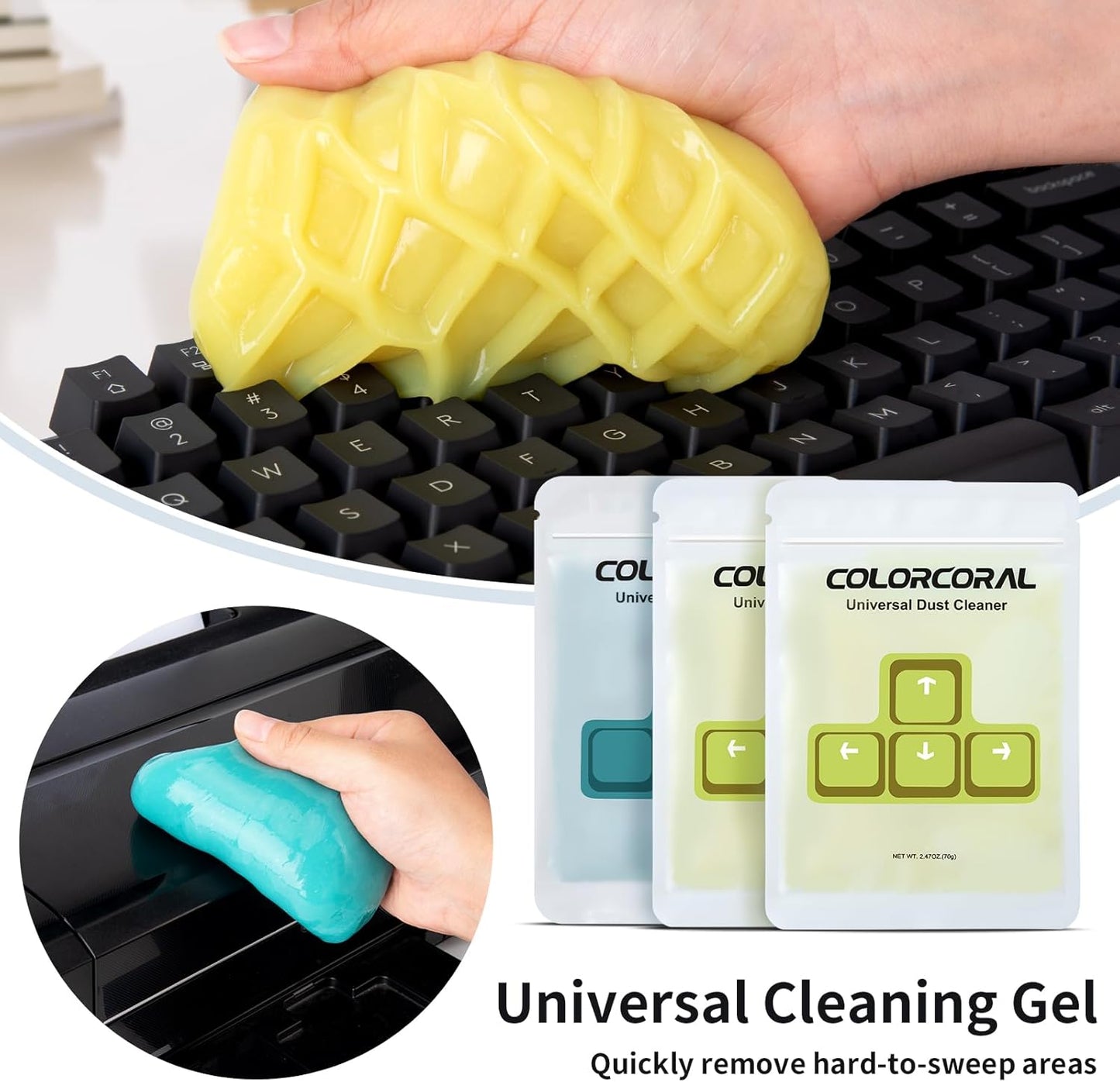 COLORCORAL Laptop Cleaning Kit Keyboard Cleaner Electronic Cleaning Product with 3pack Cleaning Gel, Computer Cleaning Brush Electronic Screen Cleaner for PC, Tablet, Phone, MacBook, Earbud, Car