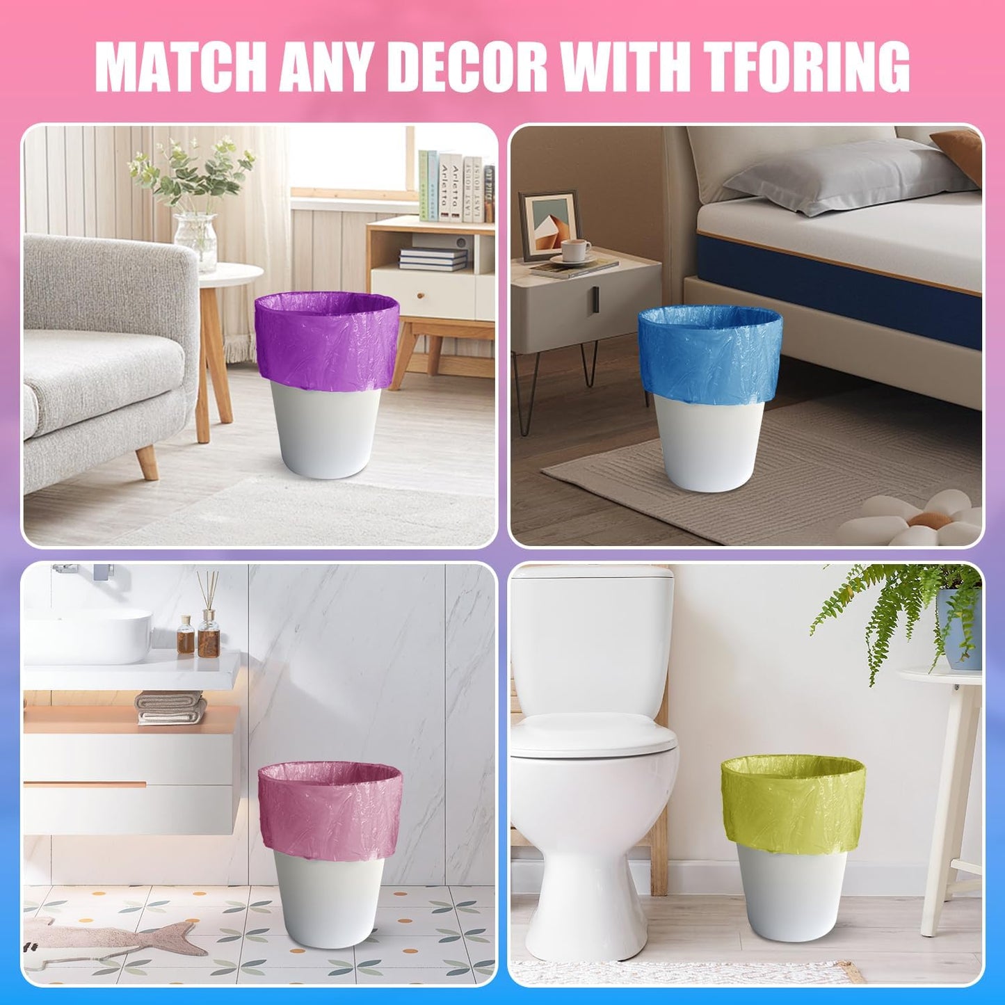 300 Count 5 Gallon Trash Bags - 18 Liter Colored Small Garbage Bags Unscented Wastebasket Liners 0.94 Mil Thick & Leakproof for Home Office Bedroom Bathroom