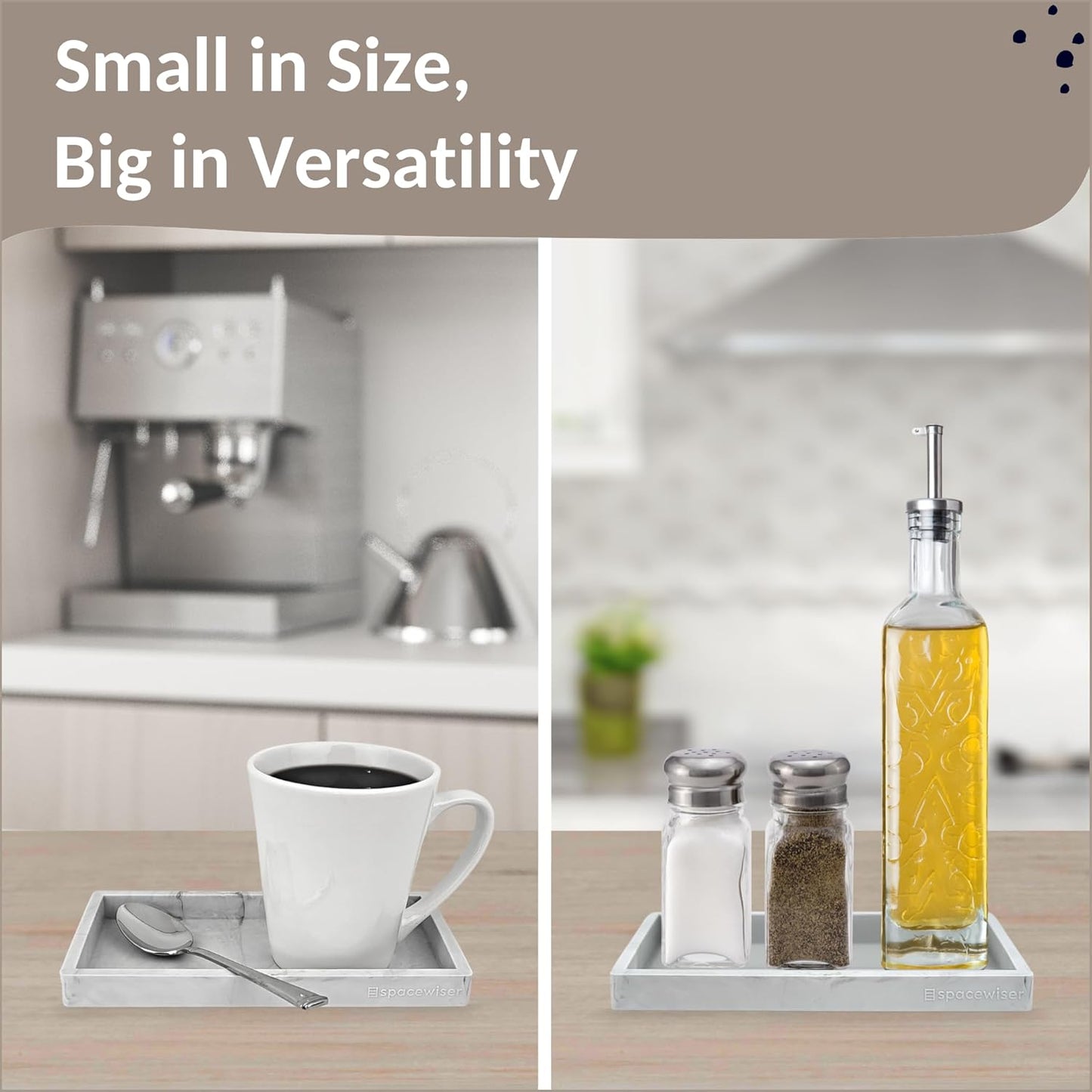 Countertop and Vanity Tray - Small 7.7” Silicone Tray for Soap Dispenser Bottles, Sponge Holder for Kitchen Sink Caddy Organizer, Bathroom Trays, Dish Soap Holder for Kitchen Counter, Keys