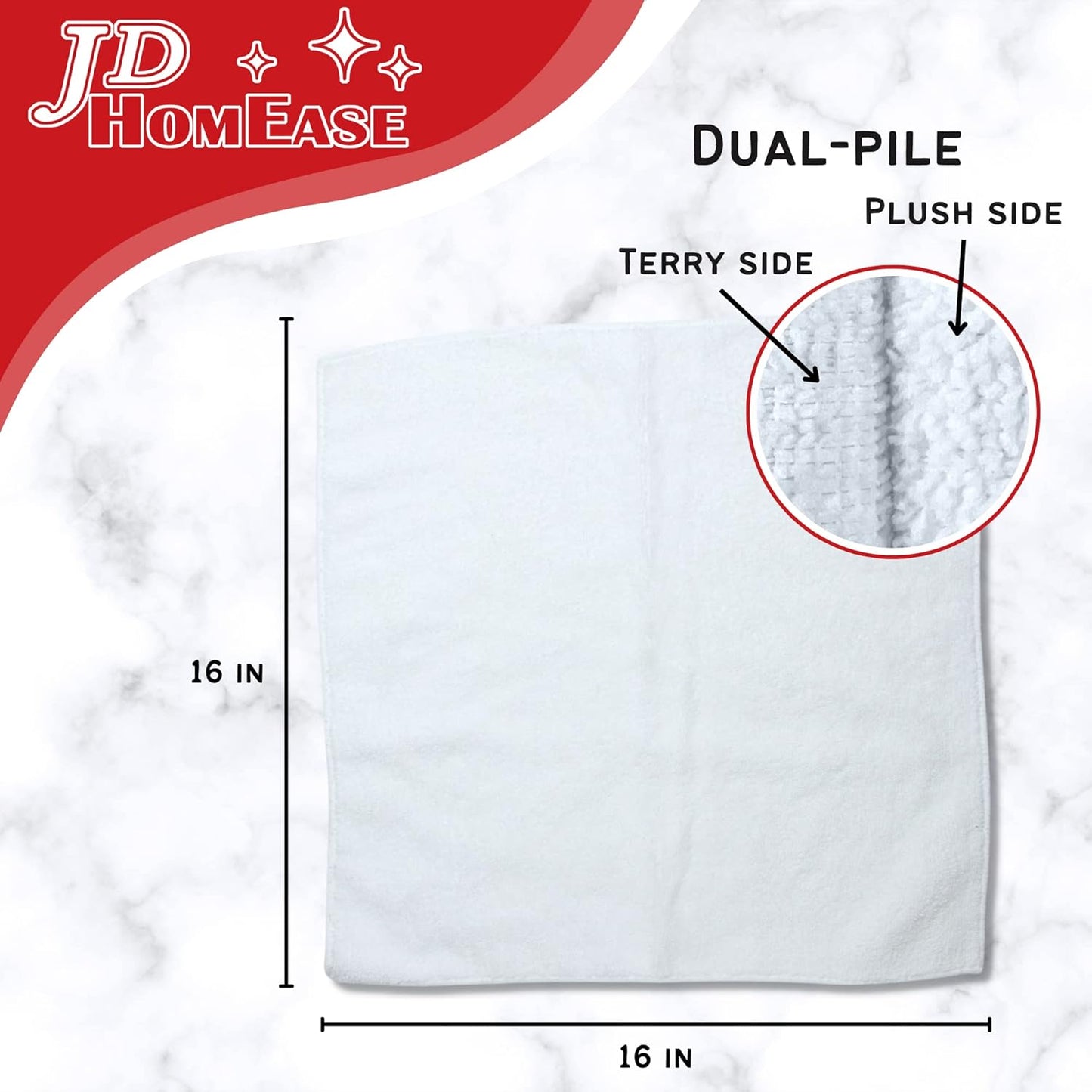 Microfiber Cleaning Cloths,48 Pack, 16"x16", All-Purpose, Softer, Highly Absorbent, Lint-Free, Reusable, Washable Pro Towels, White, for House, Kitchen, Bathroom, Car, Office