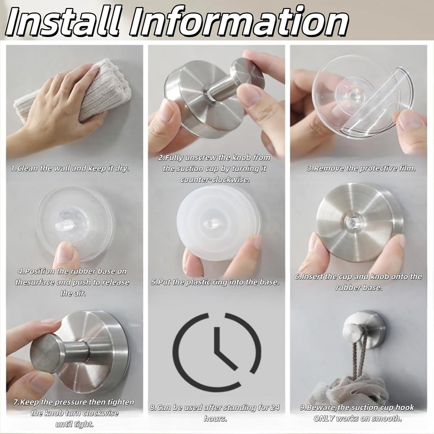 2025 Upgraded Stainless Steel Heavy Duty Suction Cup Hooks For Shower Bathroom Accessories Removable Hook For Glass Window Door Wall Hooks For Hanging Towels Robes Wreaths (Pack Of 2, Black)