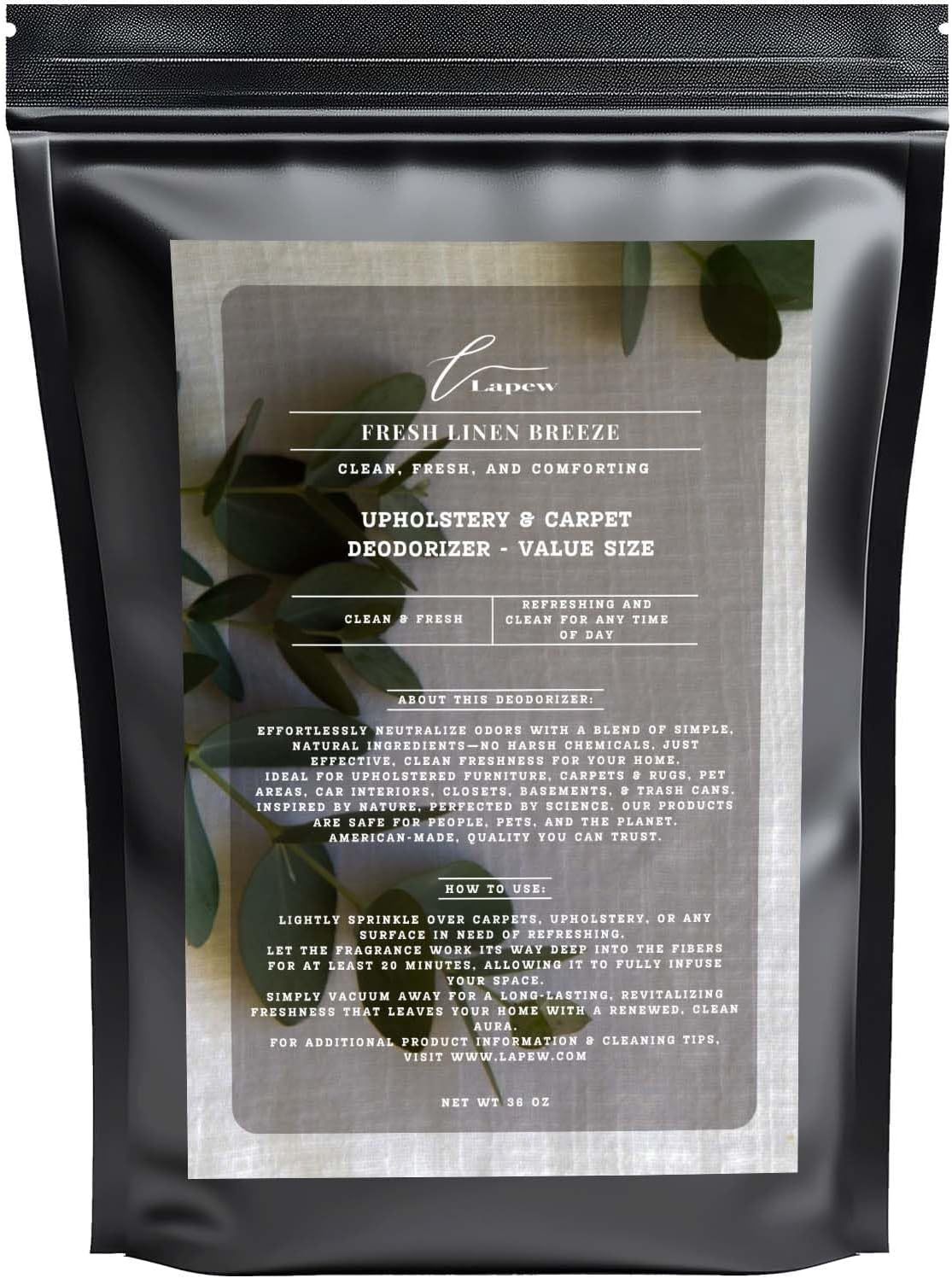 Fresh Linen Breeze Carpet Freshener Powder Refill 36 oz | Powerful Odor Eliminator for Home | Upholstery Deodorizer | Carpet Deodorizer | Pet Urine | Cat Litter Box