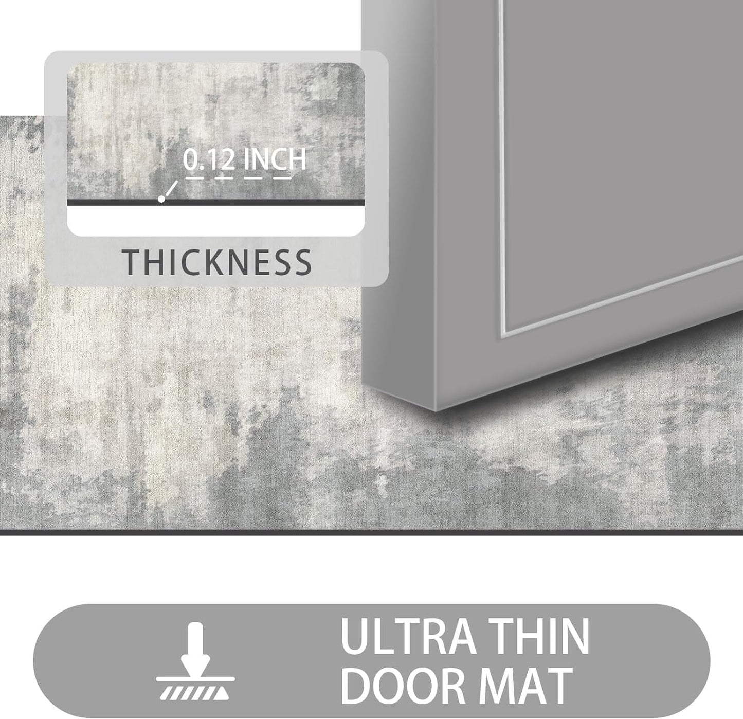 Ultra Thin Door Mat Indoor Entrance, 1/10 in Thin Door Mats for Inside Entry, Non-Slip Rubber Backing Washable Doormat, Fade Resistant, Absorbent, Low Profile Dirt Trapper, 35"X24",Distressed