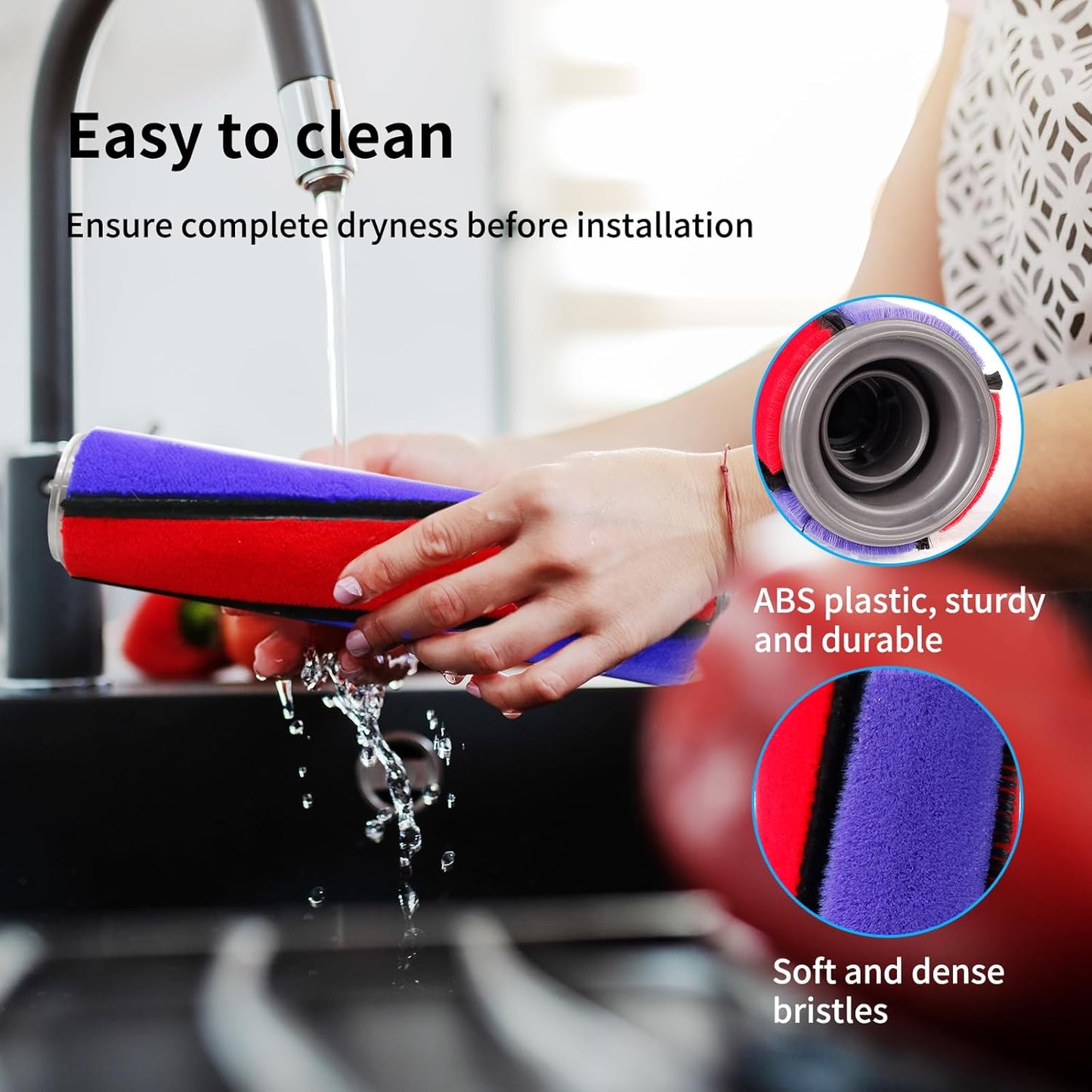 5 Pack Soft Roller Brush Replacement Kit Compatible with Dyson V10,V11,SV12,SV14 Soft Roller Cleaner Head,Vacuum Attachment Replacement Parts for Home Cleaning,1 Clean brush 1 Screwdriver