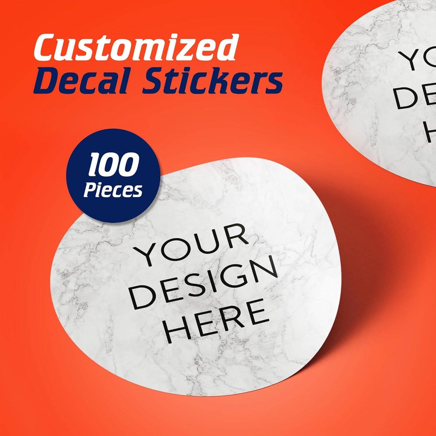 100 Custom Vinyl Stickers - Upload Your own Image, Text, Design, Logo - Personalized Logo Labels for Handmade, Packaging, Bottle, Jars, Candle, Brand Stickers (Silver Marble, 6x6)