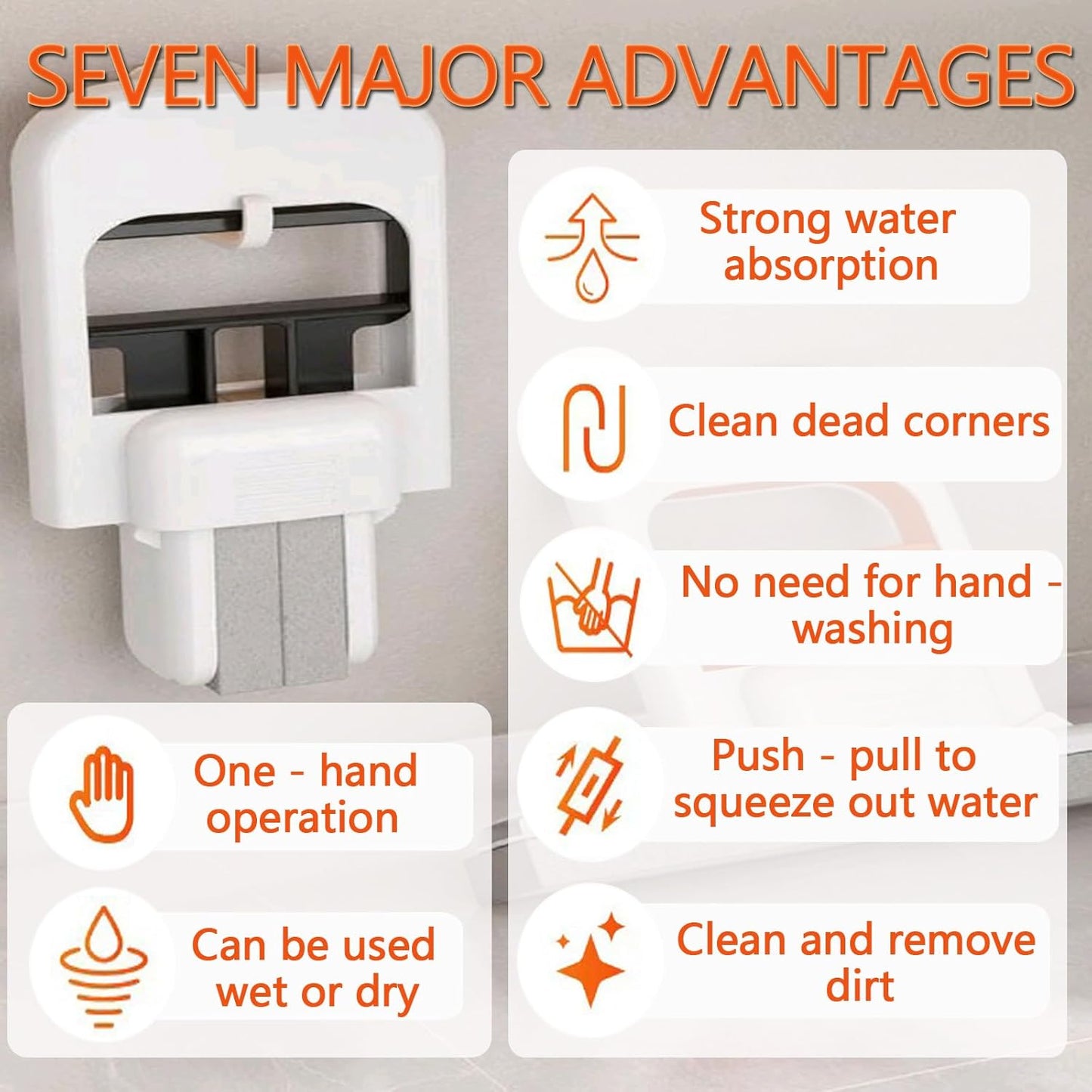 Mini Foldable Desktop Mop, Portable Cleaning Sponge Mop Self-Squeeze Sponge Cleaning Tool for Wet Dry Use on Kitchen Countertops Glass Bathroom Car (2 Pcs Gray)