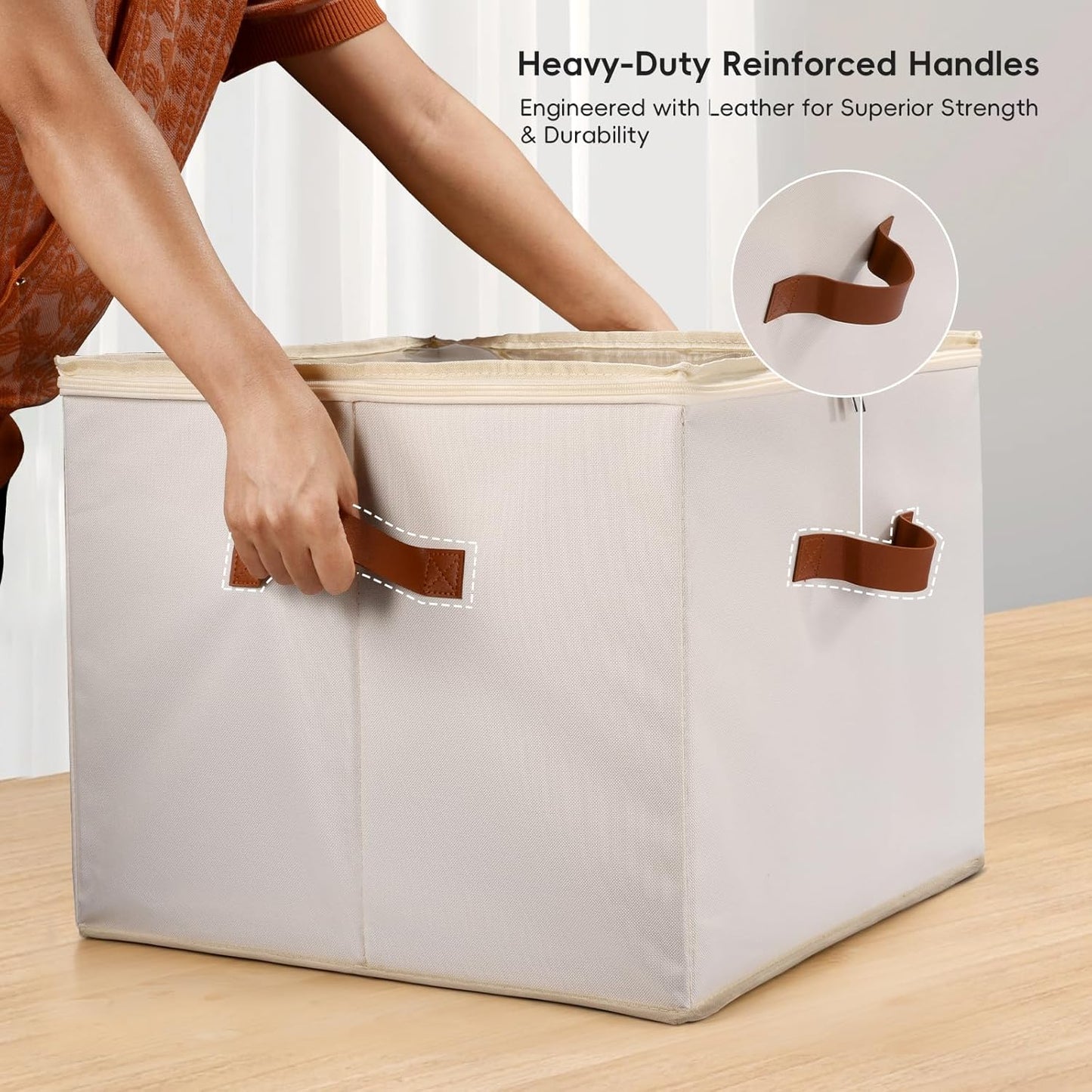 Shoe Organizer for Closet, 3 Pack Shoe Storage Bins with Clear Cover, Adjustable Dividers Fits 24-48 Pairs, Beige