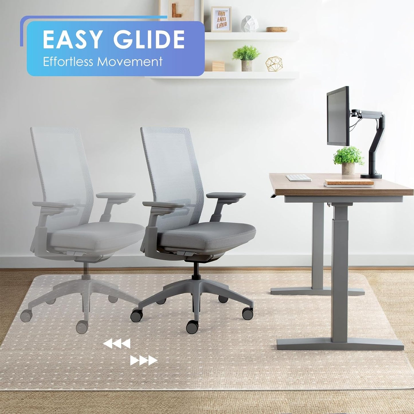 Vicwe Office Chair Mat for Carpeted Floors, 48"X36" Rectangle Desk Chair Mats with Studs for Low and No Pile Carpeted Floors, Easy Glide Computer Desk Chair Mat for Home & Offices