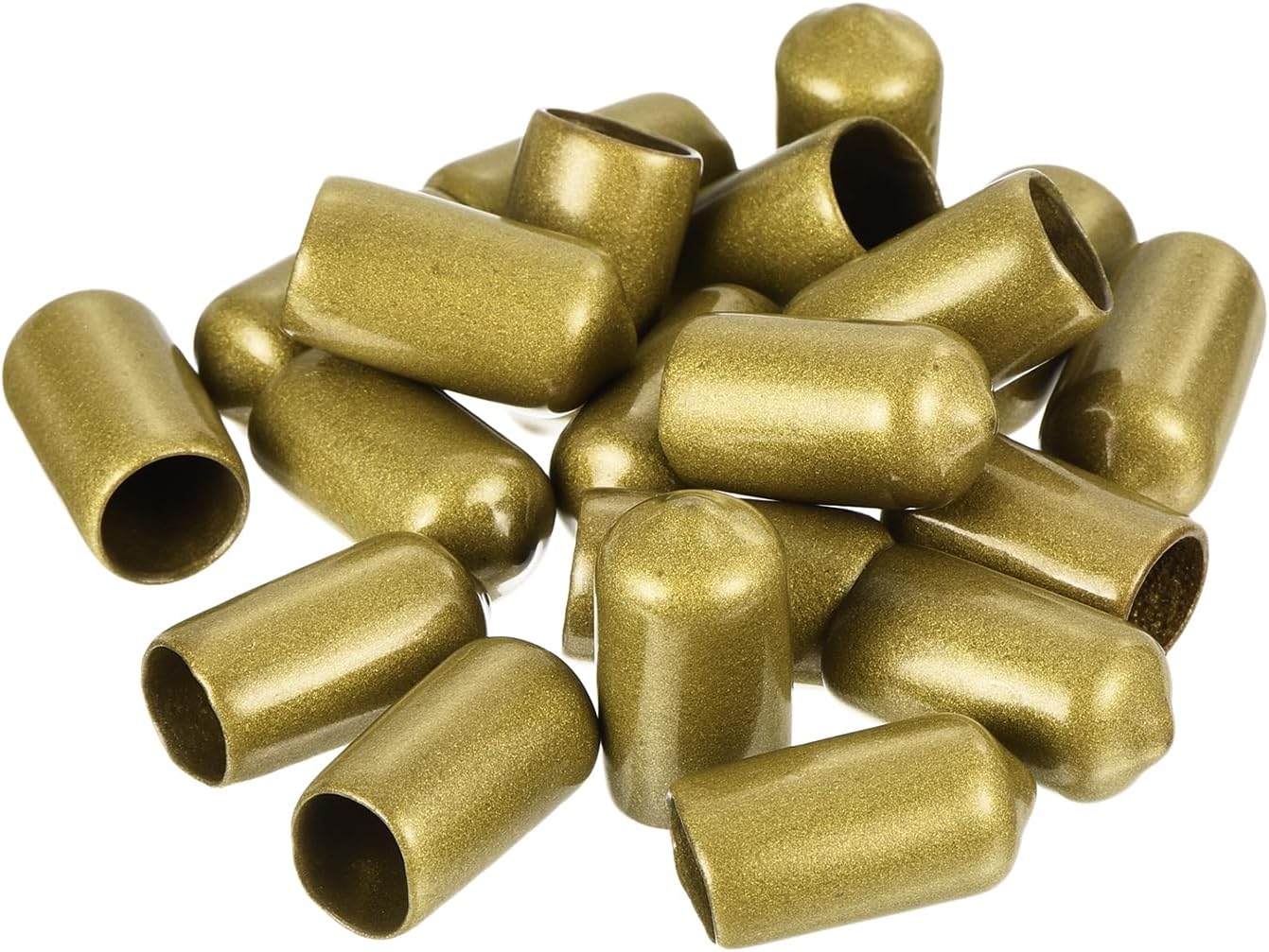 uxcell 20pcs Rubber End Caps 11mm ID Vinyl Round Tube Bolt Cap Cover Thread Protectors Gold