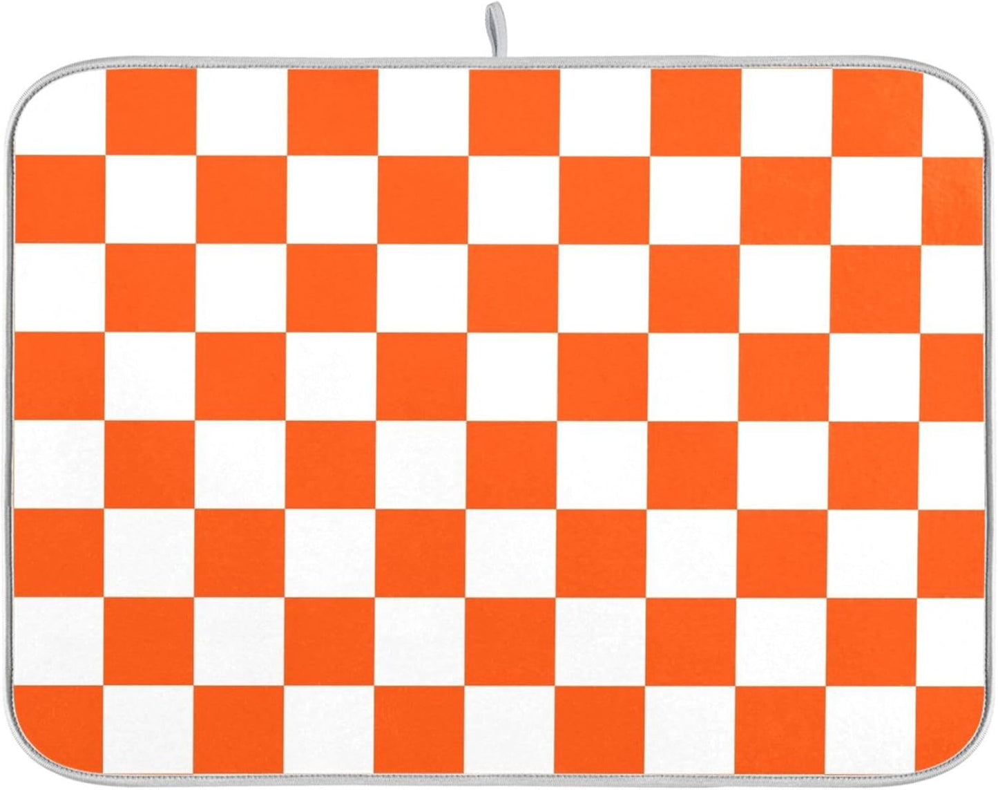 Burnt Orange Chessboard Dish Drying Mat for Kitchen Countertop 16x18 Plaid Checkered Rectangle Small Drying Mat Reusable Quick Dry Dish Sink Absorbent Mats Easy Clean Decorative Home Essentials