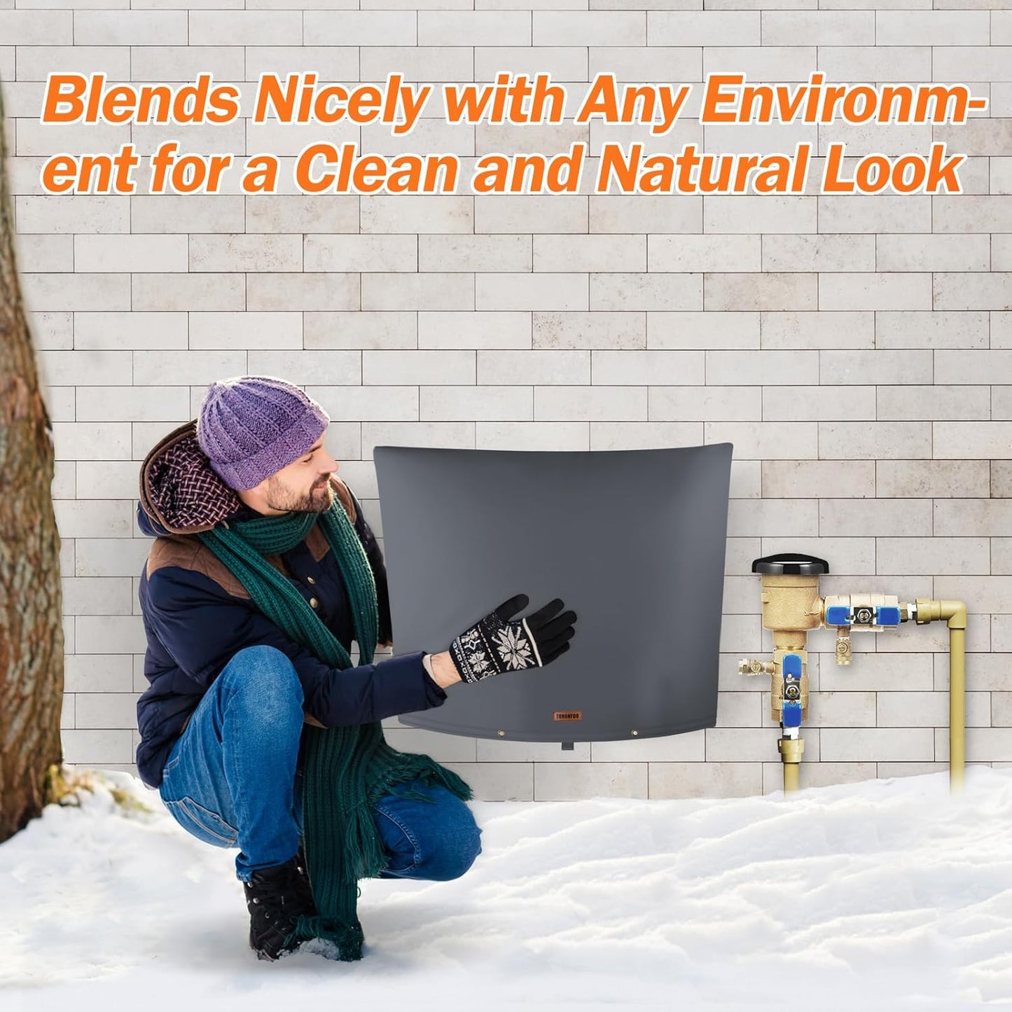 TOHONFOO Backflow Preventer Pipe Insulation Cover (5°F) - Irrigation Sprinkler Valve Insulated Pouch - Water Well Pump Cover - Sturdy 5 Layers for Winter Freeze Protection, 34" W x 24" H, Grey