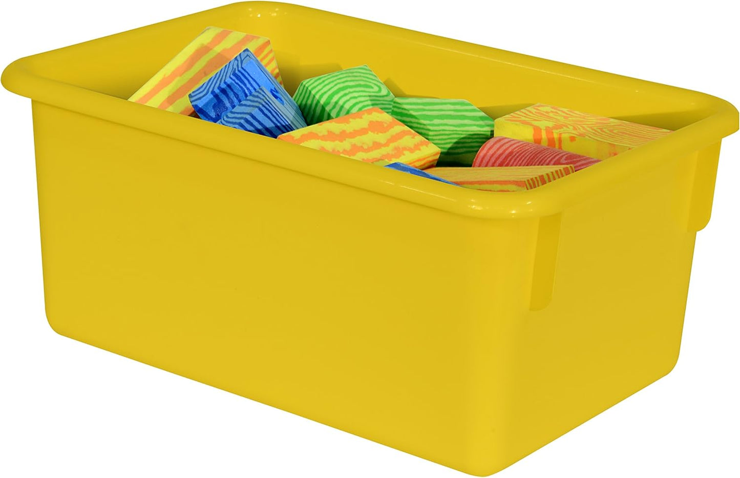 Wood Designs Cubby Storage Bin, Heavy Duty Plastic Containers for Kids Yellow Cubby Tray Set of 12