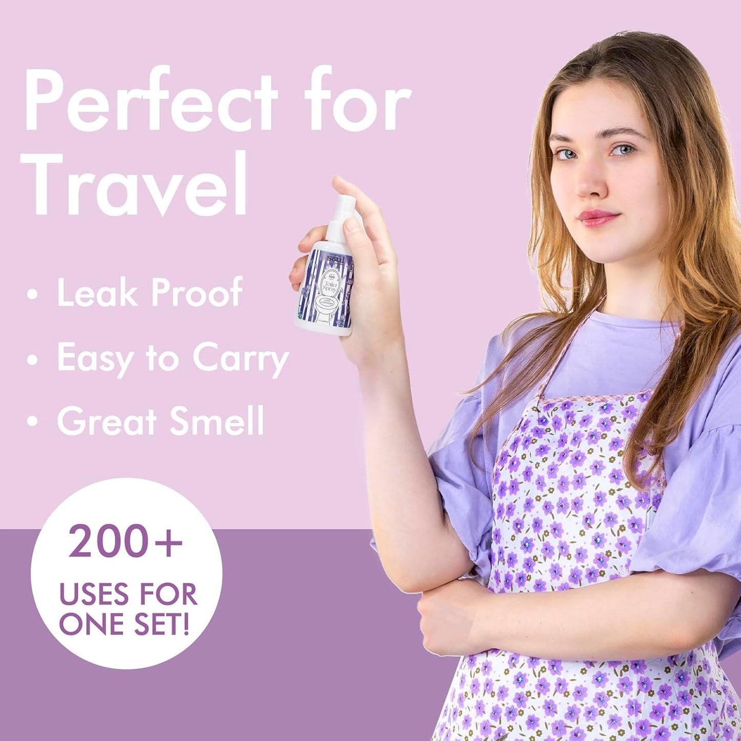 Toilet Spray 2Oz, Lavender Scent, Bathroom Deodorizer, Travel Size Air Fresheners, 2 Pack