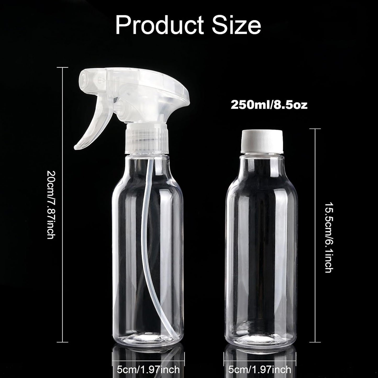 Cosywell Plastic Spray Bottles 8.8oz/260ml 4 Pack Empty Spray Bottle for Cleaning Mist/Stream Heavy Duty Water Spraying Bottle for Cooking Solutions Essential Oils Hair Care(Clear)