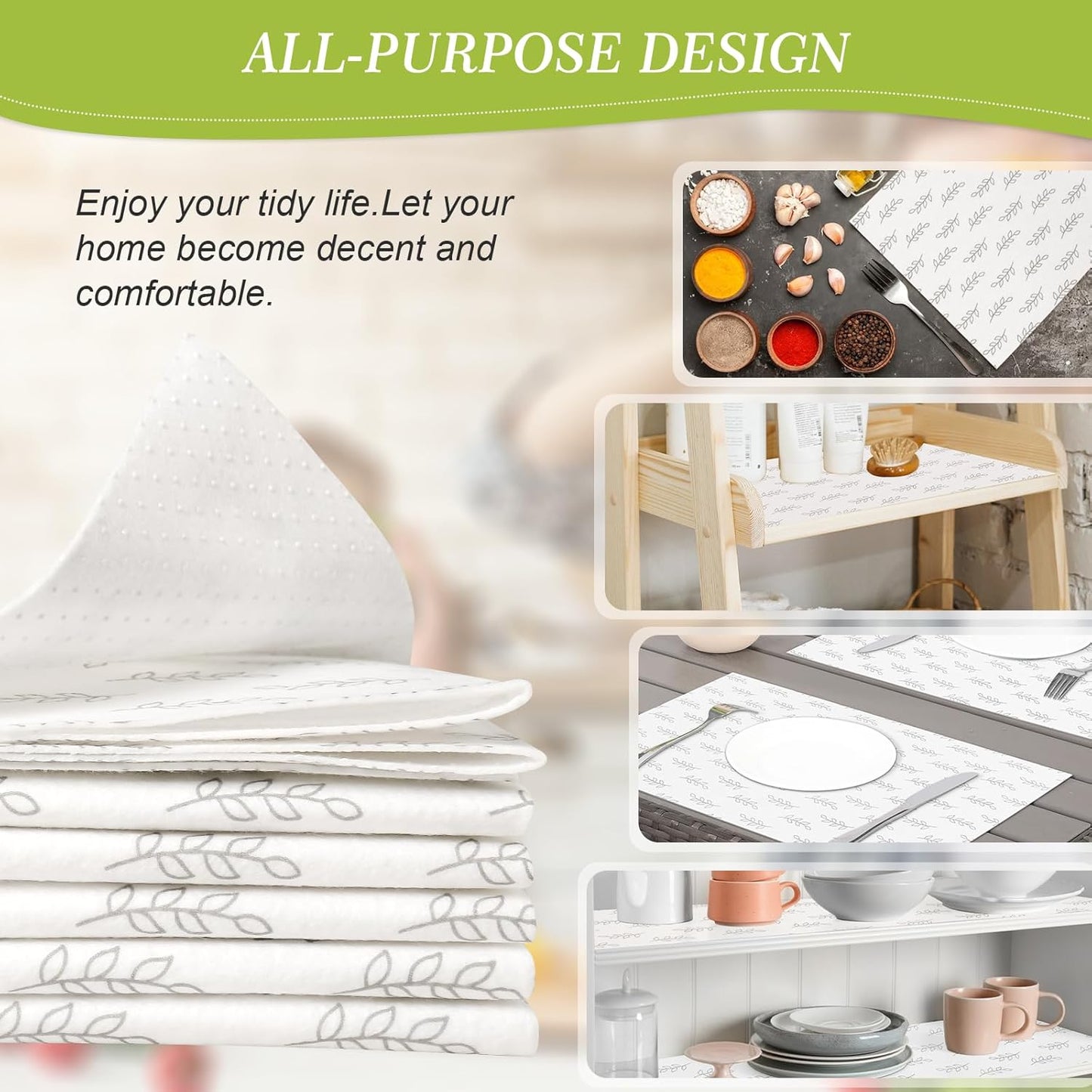 Cooyes Refrigerator Drawer Liners, Premium Absorbent Fridge bin Liners Non-Slip Washable, 12" x 24" Refrigerator Shelf Liners and Mats for Glass Shelves, Kitchen Cabinets, Non-Adhesive