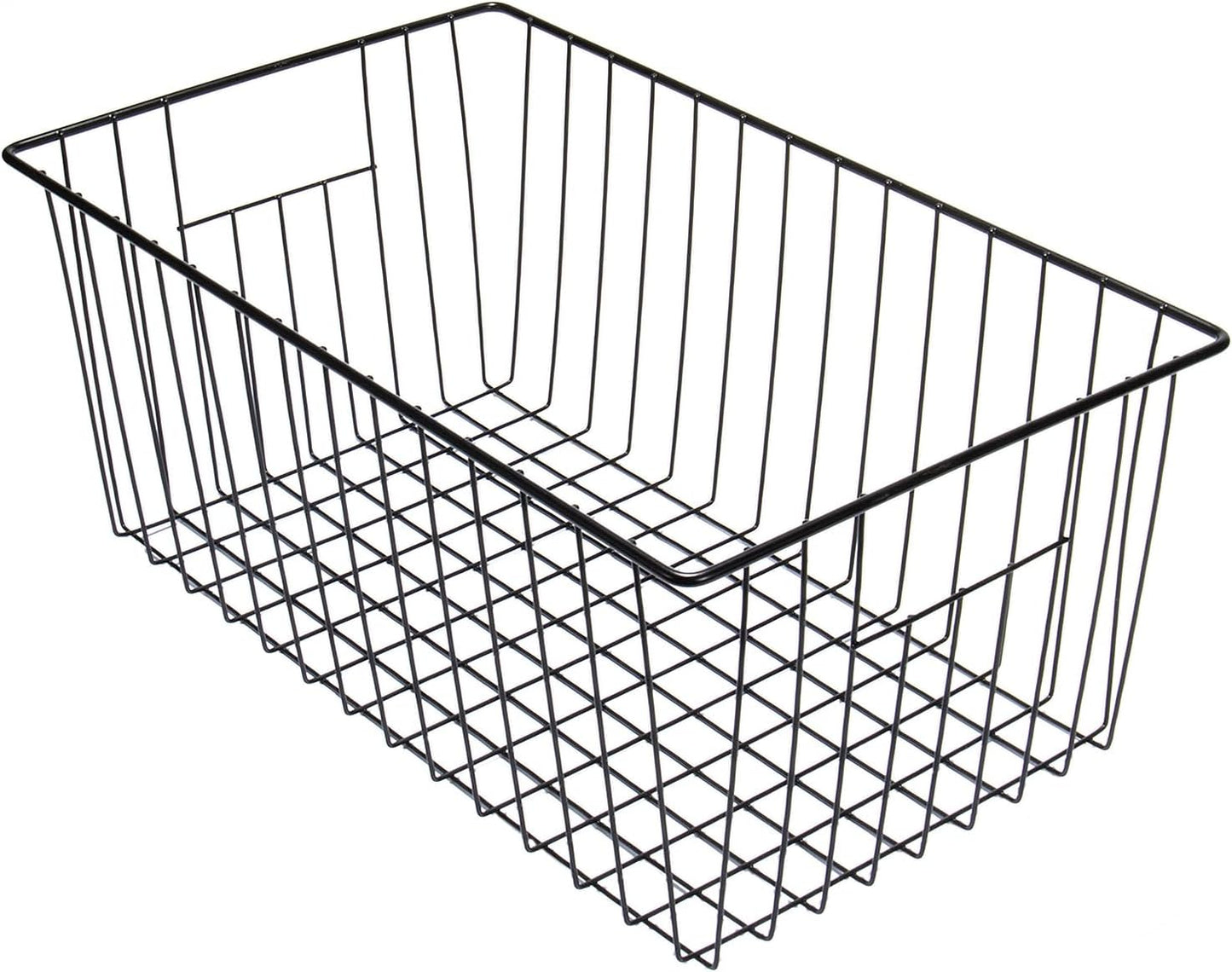 16" L x 12" W Wider Freezer Storage Organizer Baskets Container, Deep Metal Wire Chest Upright Refrigerator Divider Bins with Built-in Handles for Cabinet, Pantry, Closet, Kitchen, Black