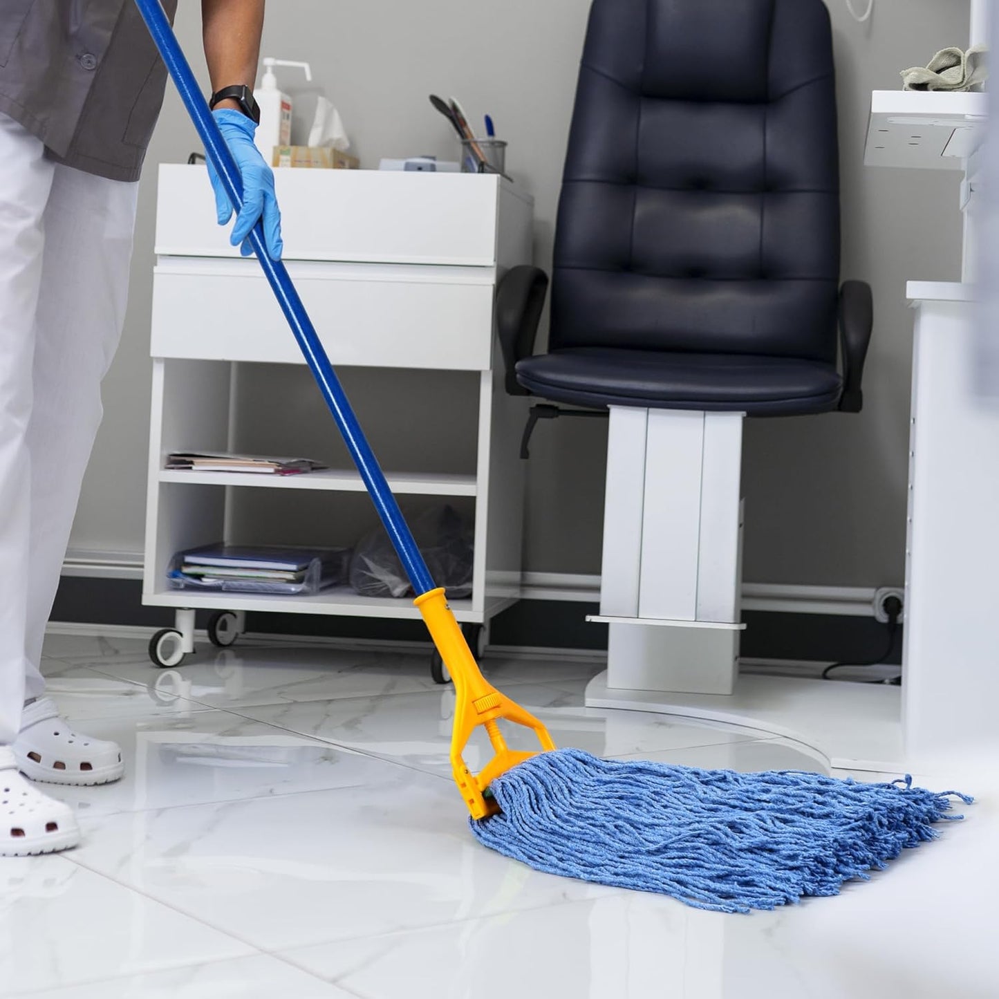 Matthew Cleaning 16oz 6Pack Cotton Floor Mop,Cotton Looped-Open String Heavy Duty String Mop Refills, Universal Headband Blend Mop,Mop Head Replacement for Home, Industrial and Commercial Use(Blue)