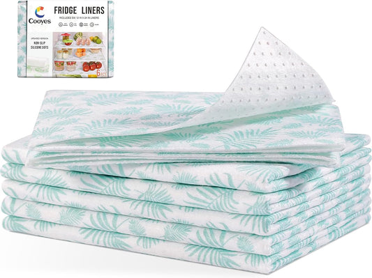 Cooyes Absorbent Refrigerator Liners, Non Slip Shelf Liner for Drawers & Kitchen Cabinets, Cloth Material Keep Produce Fresh Longer, Machine Washable, 17.7" * 24", 6 Pack