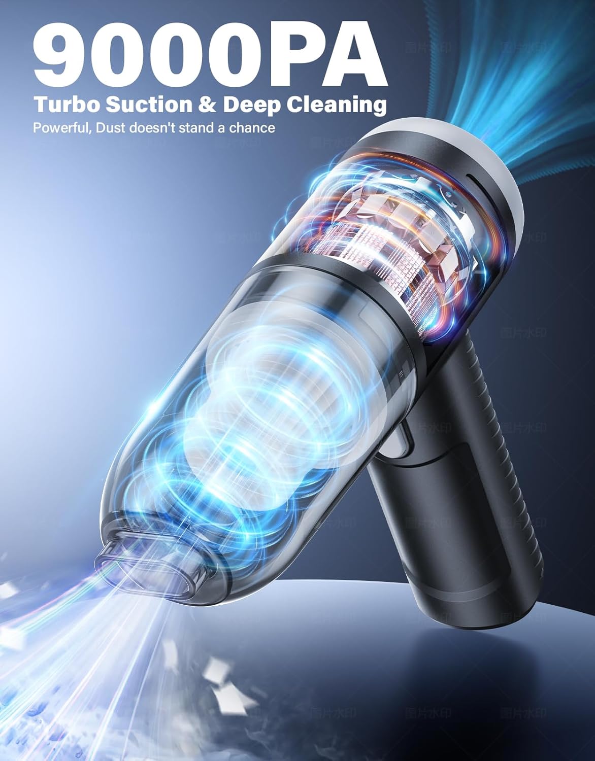 Car Vacuum Portable Cordless, 9000Pa Handheld Vacuum Mini Vacuum Cleaner High Power with Best Suction, 4 in 1 Air Duster Portable Vacuum for Car Keyboard Home Pet Hair with Multi-Nozzles