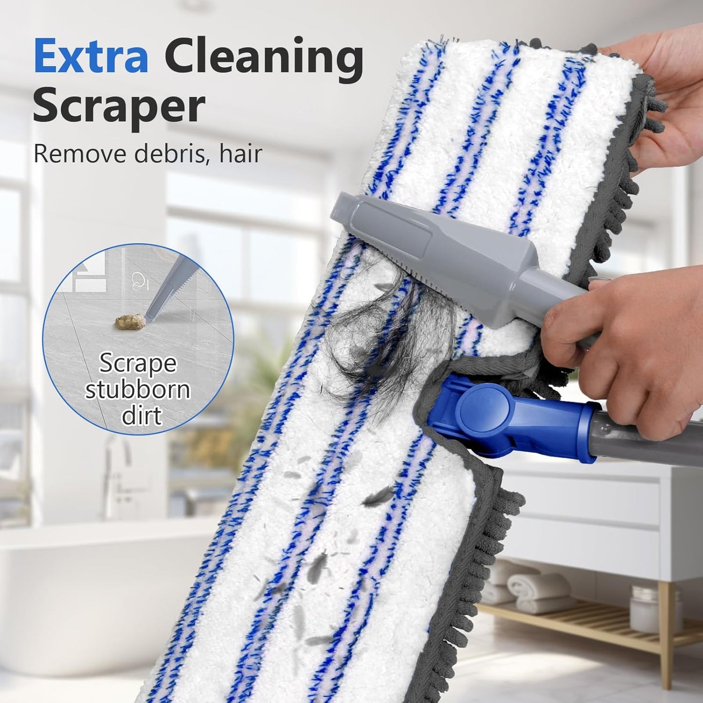 Masthome Microfiber Mops for Floor Cleaning,Dust Mop with 4 Reusable Pads,Flat Flip Mops for Wet & Dry Use,Professional Microfiber Mop for Hardwood, Laminate,Tile Floor Cleaning-1 Scraper