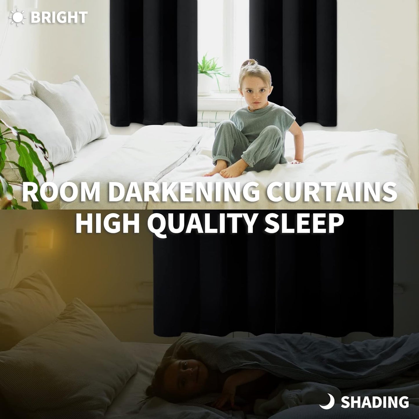 BGment Black Blackout Curtains 40 Inch Long for Bedroom KIthchen Window - Rod Pocket Short Length Window Drapes Privacy Blinds for Bathroom Rv Camper Cafe, 2 Panels, 34 x 40 Inch