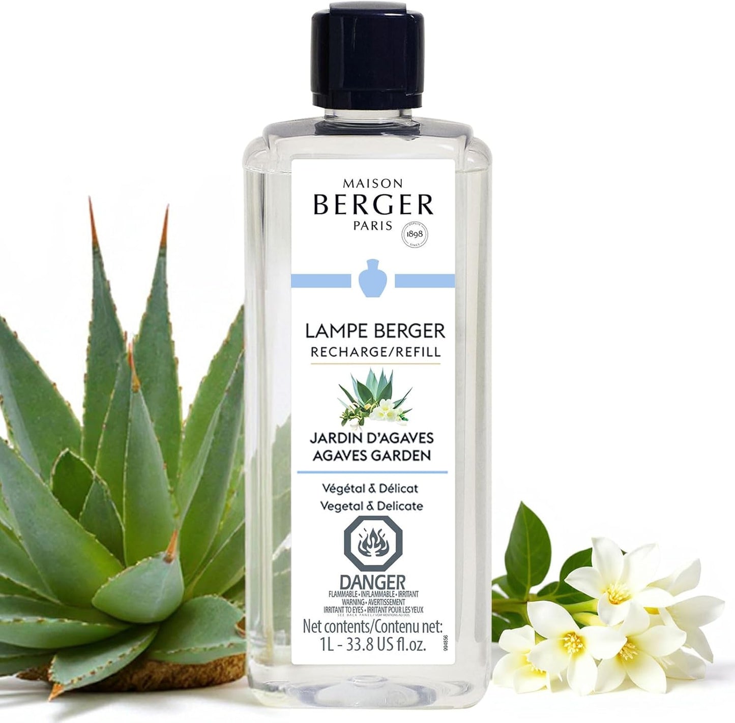 MAISON BERGER - Agaves Garden - Lampe Berger Fragrance Refill for Home Fragrance Oil Diffuser - Air Freshener - 33.8 Fluid Ounces - 1 Liter