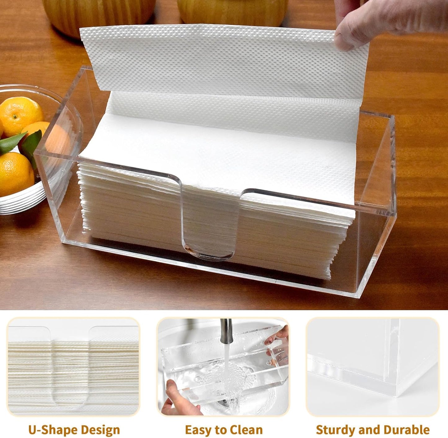 2Pack Acrylic Countertop Paper Towel Holder, Paper Towel Dispenser Countertop/Acrylic Napkin Holder(5mm Acrylic) C-fold or MultiFold Trifold Paper Towels for Bathroom, Kitchen,Restaurant (2)