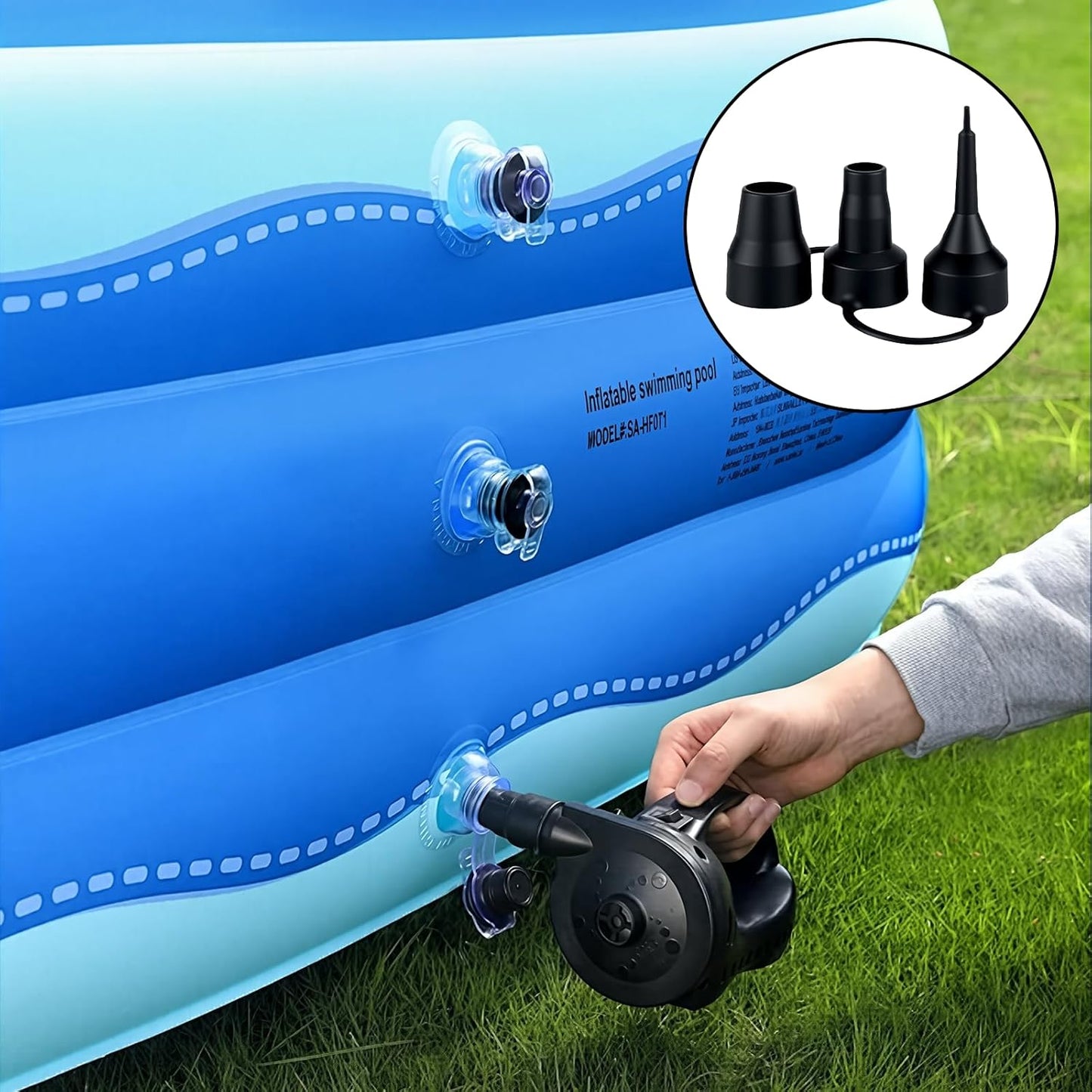 3 Size Air Pump Nozzle Replacement Set - 2 Sets Universal Plastic Inflatable Nozzles, Black Inflatable Pump Nozzles Head, Air Pump Inflator Adaptor Accessory for Inflatable Bed Mattress, Pool Floats