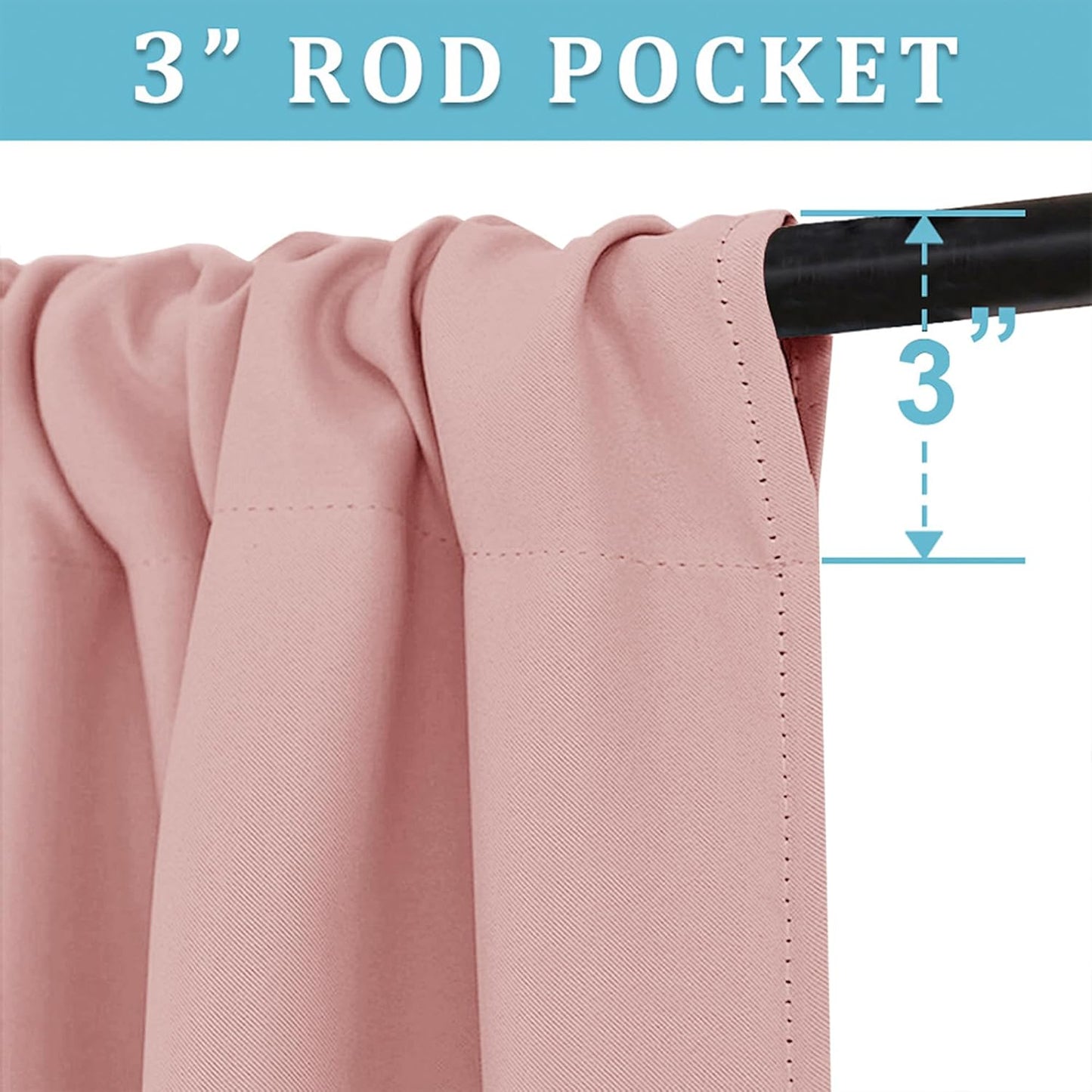 RYB HOME Peach Blush Rod Pocket Blackout Curtains for Bedroom Living Room Dining Baby Nursery Morden Decor Thermal Insulated Room Darkening Curtains,W 42 x L 54 inch,2 Panels