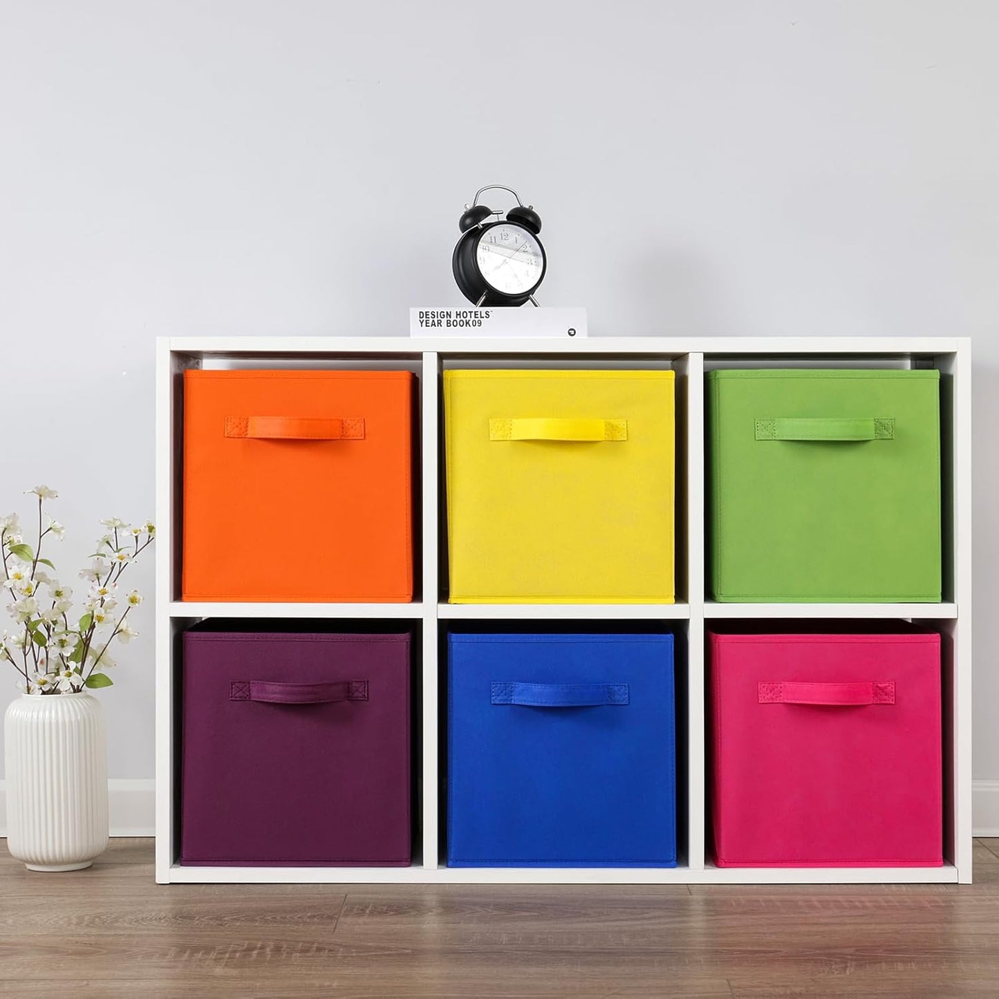 Stero Fabric Storage Bins 6 Pack Fun Colored Durable Storage Cubes with Handles Foldable Cube Baskets for Home, Kids Room, Closet and Toys Organization Multi Colors-1