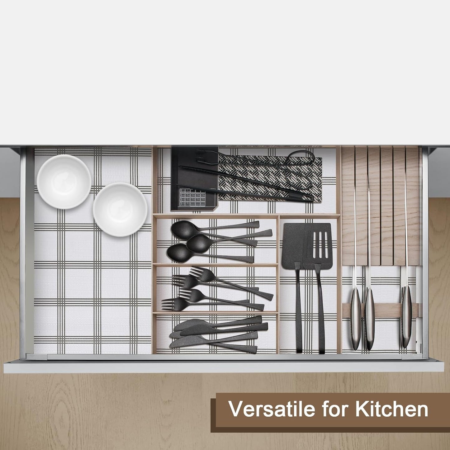 OcePor Non-Adhesive Drawer and Shelf Liner 17.5IN x 30FT，Non Slip Cabinet and Cupboard Liner, Kitchen Cabinet Liners for Shelves, Waterproof Drawer Shelf Liners for Cabinets/Bathroom Cupboard, Stripe