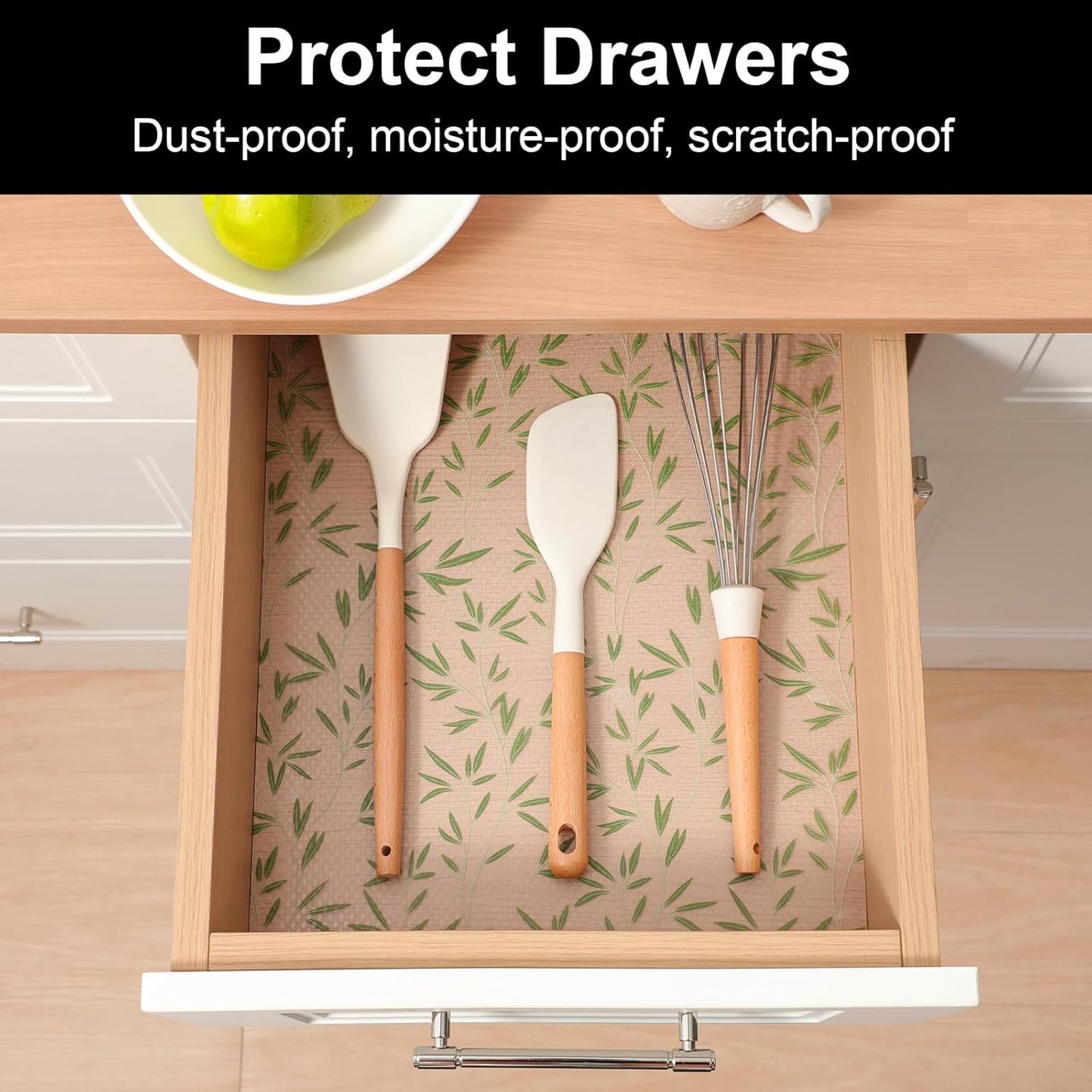 Cooyes Shelf Liners for Kitchen Cabinets, Waterproof and Oil-Proof Kitchen Cupboard Liner, Refrigerator Liners and Plastic Drawer Mats EVA Non Adhesive Shelves