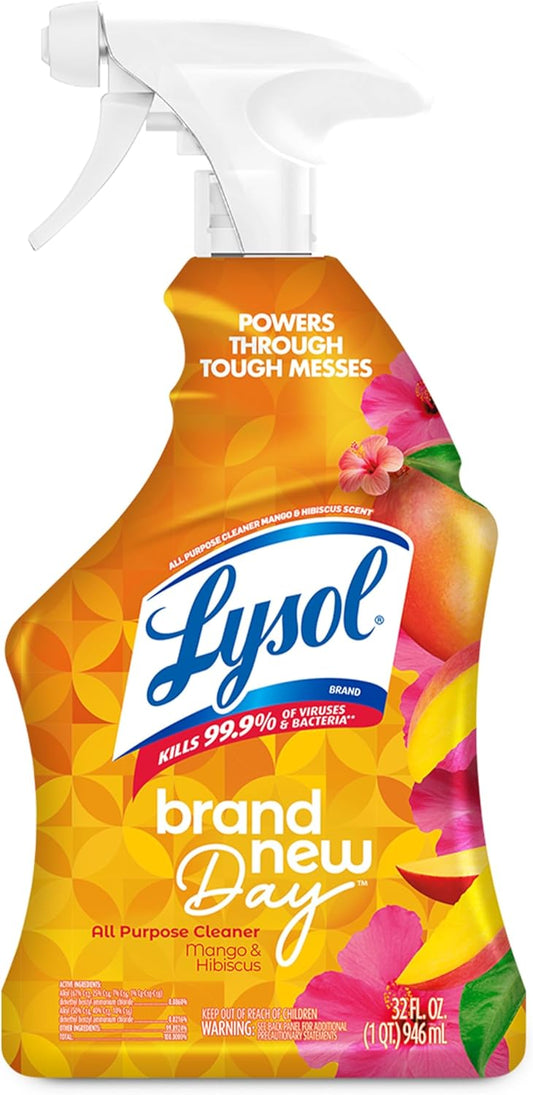 Lysol All Purpose Cleaner Spray, Multi-Purpose Disinfecting Spray, Kitchen & Bathroom Cleaner, Mango & Hibiscus Scent, 32 Fl Oz