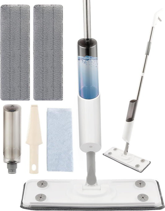 Spray Mop for Floor Cleaning Refillable Bottle with 2 Washable Reusable Microfiber Pads,Mop for Wooden,Bamboo, and Cement Floors Suitable for Both Household(with Rags)