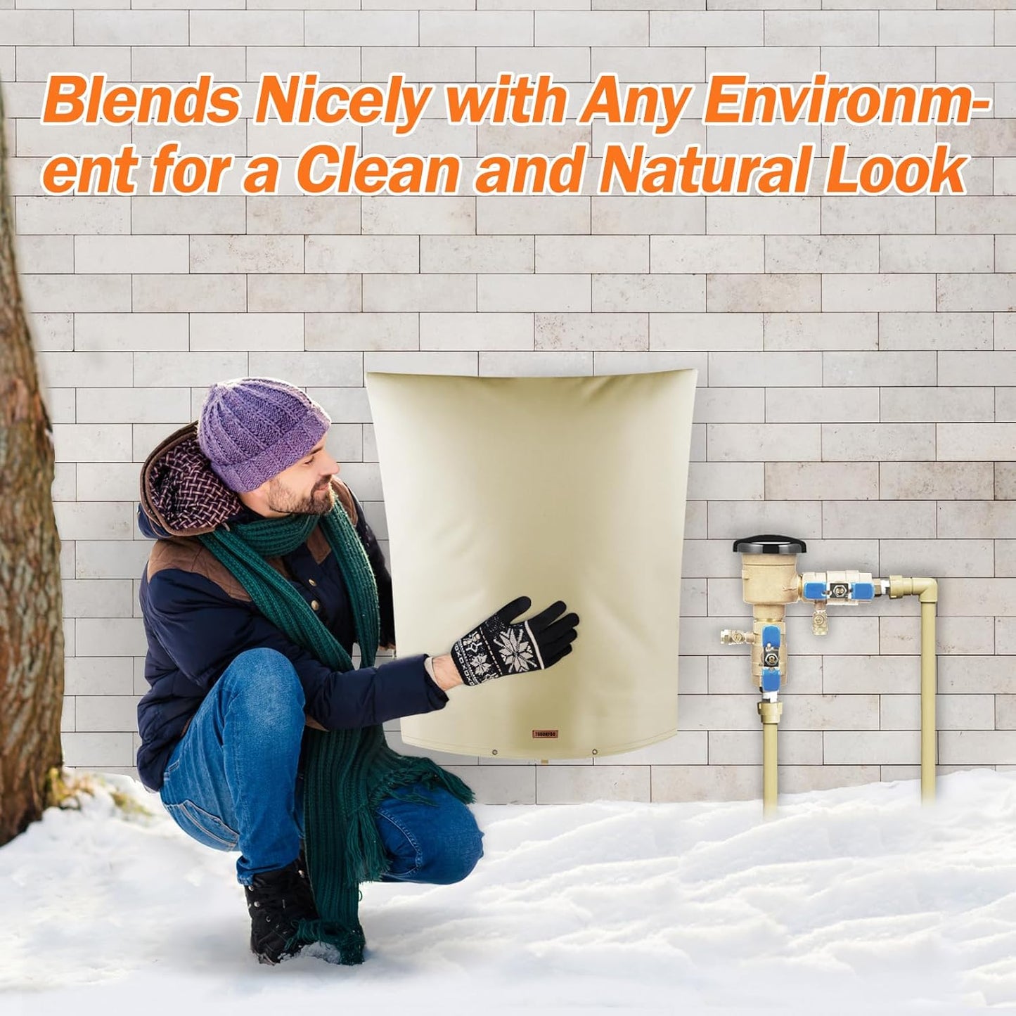 Backflow Preventer Pipe Insulation Cover (5°F) - Irrigation Sprinkler Valve Insulated Pouch - Water Well Pump Cover - Sturdy 5 Layers for Winter Freeze Protection, 20" W x 26" H, Beige