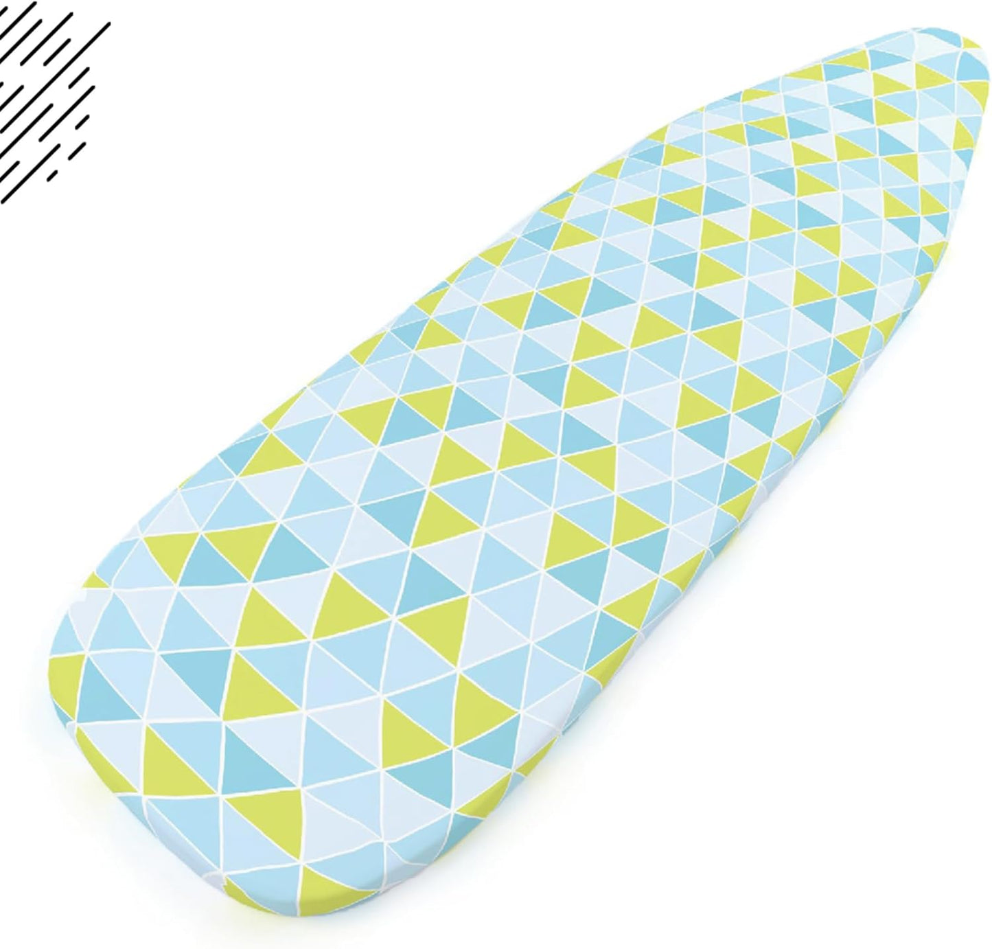 Encasa XO Ironing Board Cover and Pad - Thick 4mm Felt, Heat & Scorch-Resistant, Fits Medium Boards 42"x14", Elastic Bungee Cord Tightening, Easy Fit, Stain-Safe Dye, Triangles Aqua
