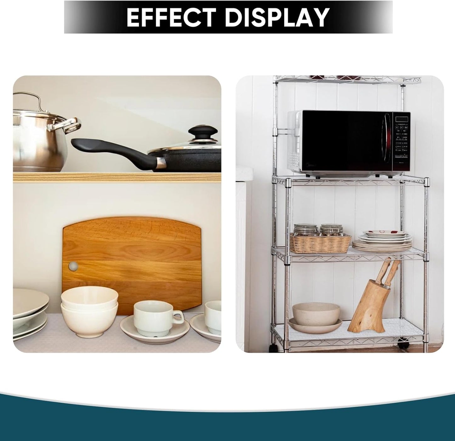 Shelf Liners for Kitchen Cabinets Non-Adhesive & Washable,Non Slip Cabinet Liners for Shelves Waterproof & Oil Proof,Clear Plastic Drawer Liner,Easy to Cut & Food-Grade EVA 20'' x 20' x 2 Rolls CT-202