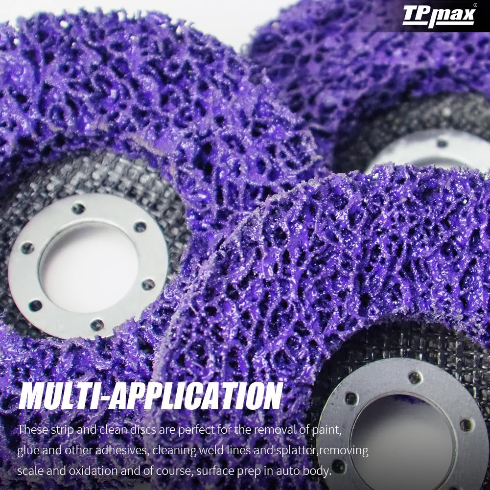 4 inch Stripping Discs Rust Remover Discs Remove Paint and Oxidation 5/8 inch Arbor Clean Discs Poly Strip Disc Angle Grinding Wheel - 10 Pack(Purple)
