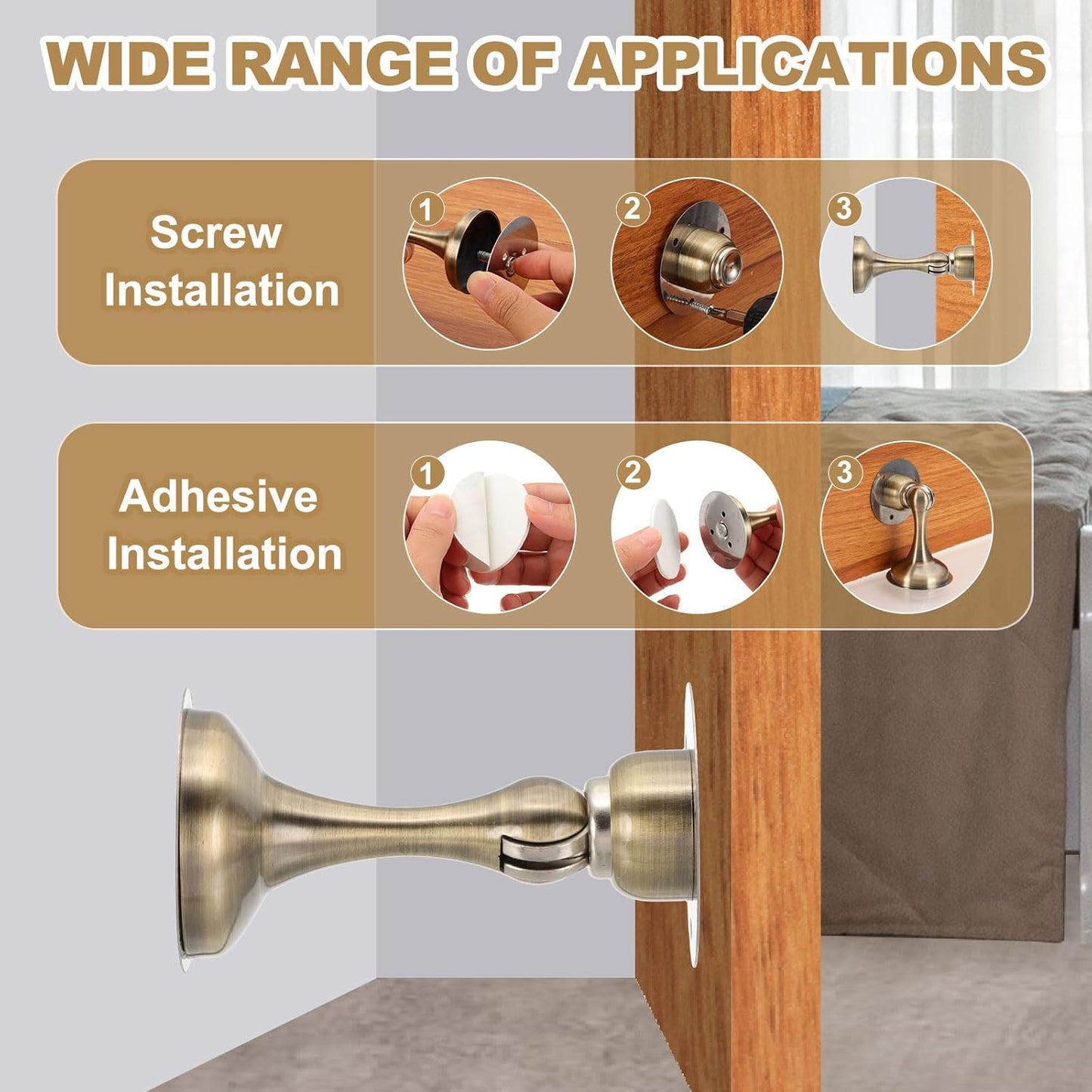 MECCANIXITY Magnetic Door Stoppers Stainless Steel Door Stops, Wall Floor Mounted Doors Holder Keep Doors Open for Home Office Closet (Silver Tone)