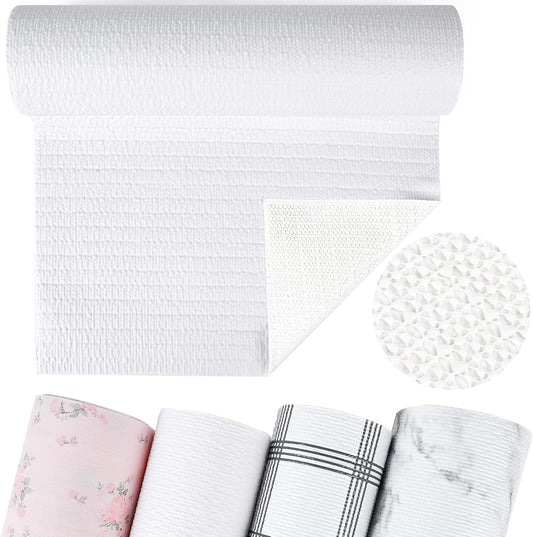 Non-Adhesive Shelf and Drawer Liner for Kitchen Cabinets, 12 in x 10FT Strong Non-Slip Cabinet Liners for Shelves, Refrigerator, Pantry Storage, Bathroom Closet, Easy to Clean & Cut, White