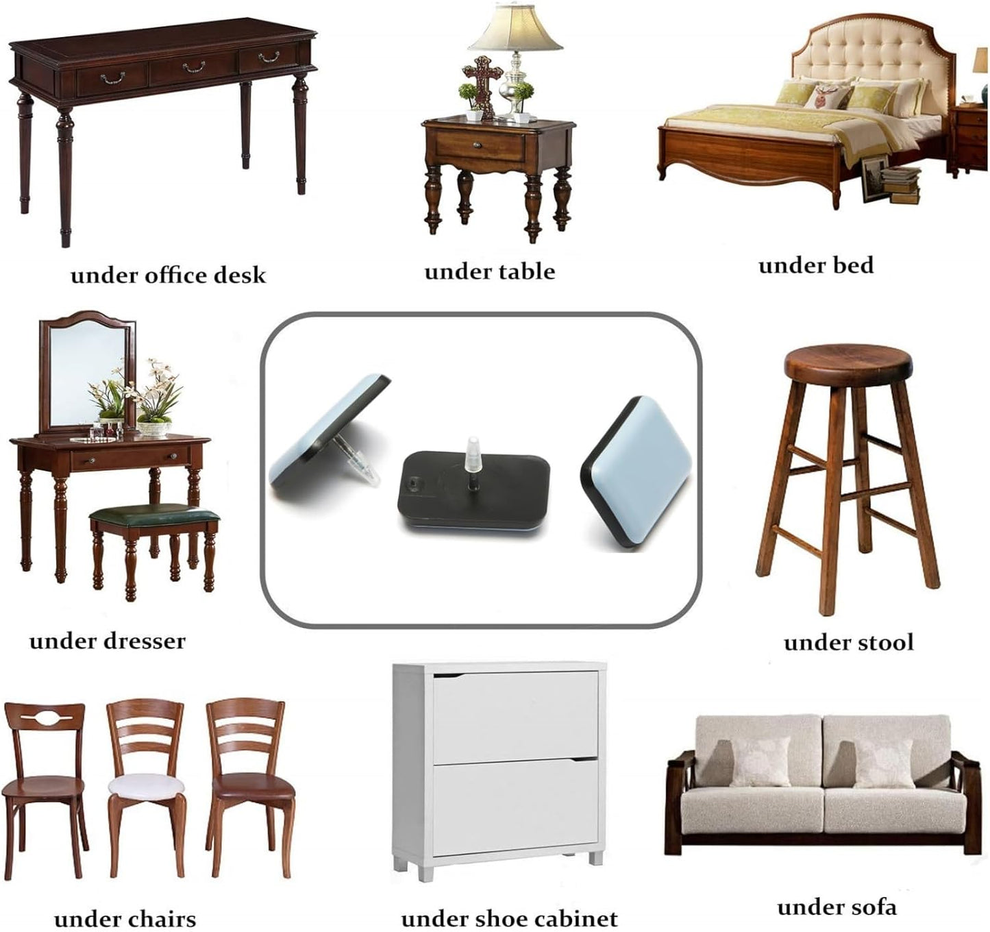 Furniture Sliders-Furnigear (Teflon) Nail in Chair Glides for Carpet and Hardwood Floor - Move Your Furniture Easily & Safely - Best Floor Protector (1x1-3/8-24 Pack)