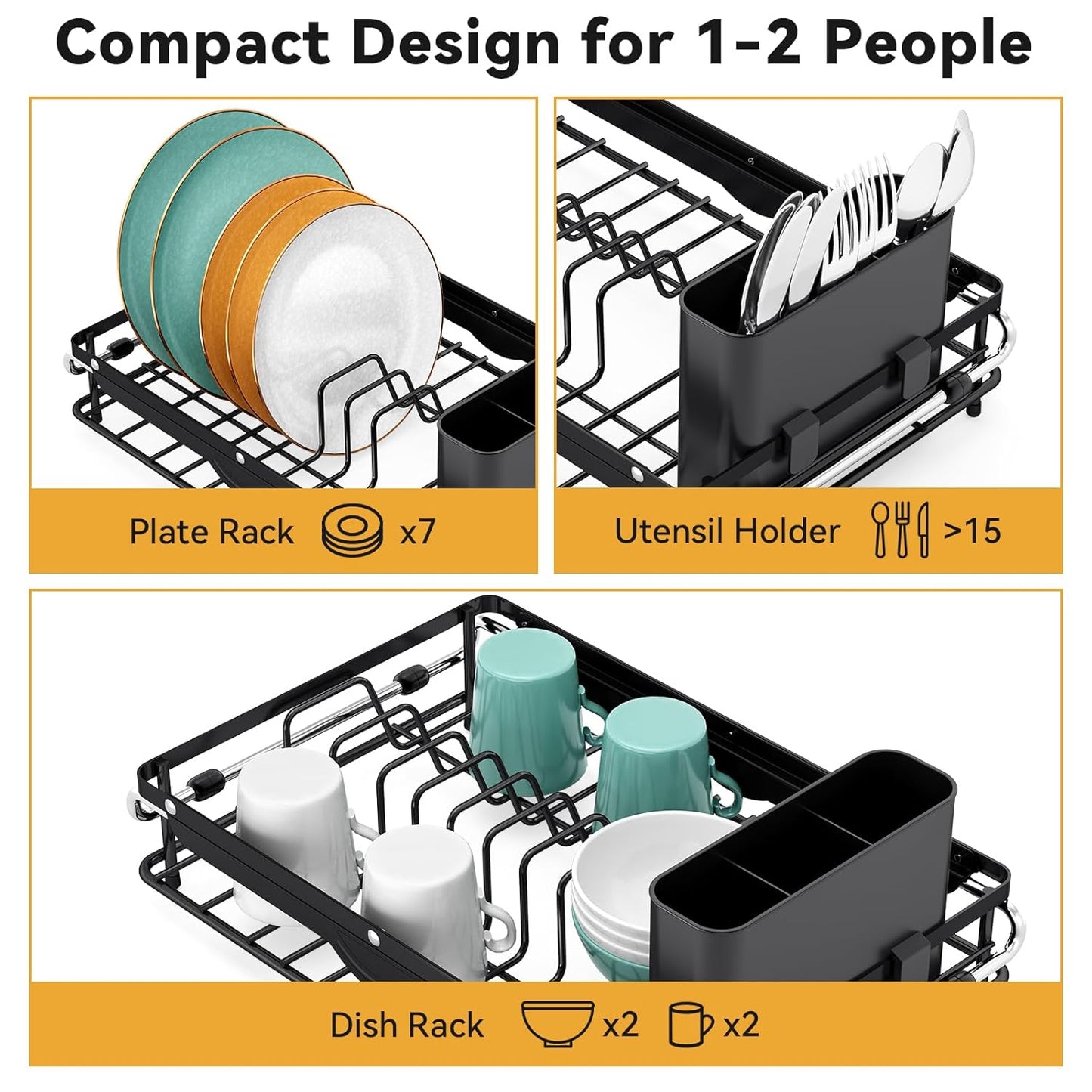 Over the Sink Dish Drying Rack,In Sink Dish Drying Racks,Expandable Dish Rack Over Sink Counter,Adjustable Dish Drainer for Inside Sink with Utensil Holder, Stainless Steel Dish Strainer Compact Size