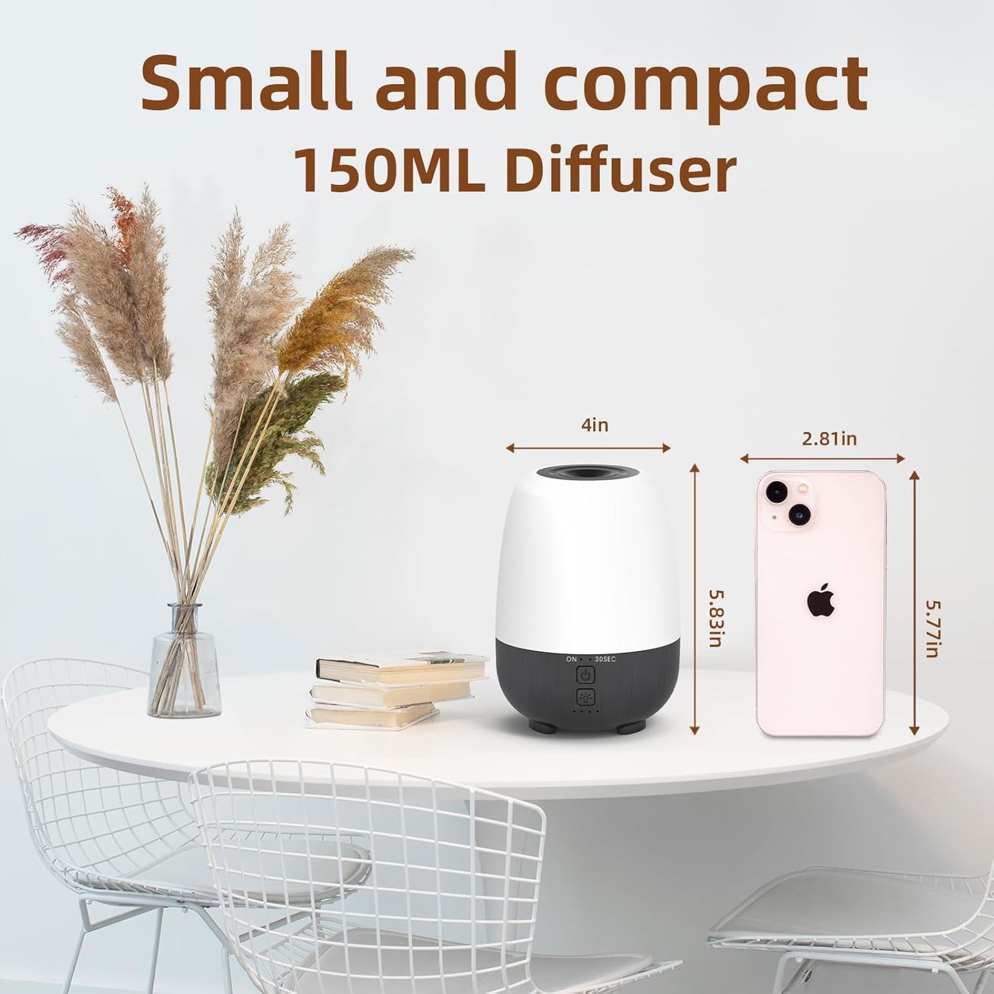 150ML Rechargeable Battery Operated Essential Oil Diffuser, Portable Cordless Aromatherapy Diffuser,7-Hour Runtime with 7 LED Color Changing Lights