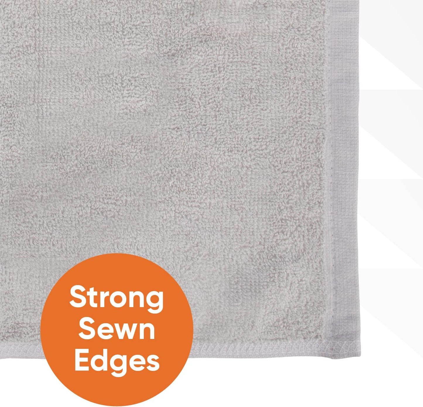 Superio Cotton Terry Washcloths Grey Towels 100% Cotton Cleaning Cloth 16" Rags Wash Clothes for Body and Face, Spa Towels, Multi Purpose (6, 12"x12")