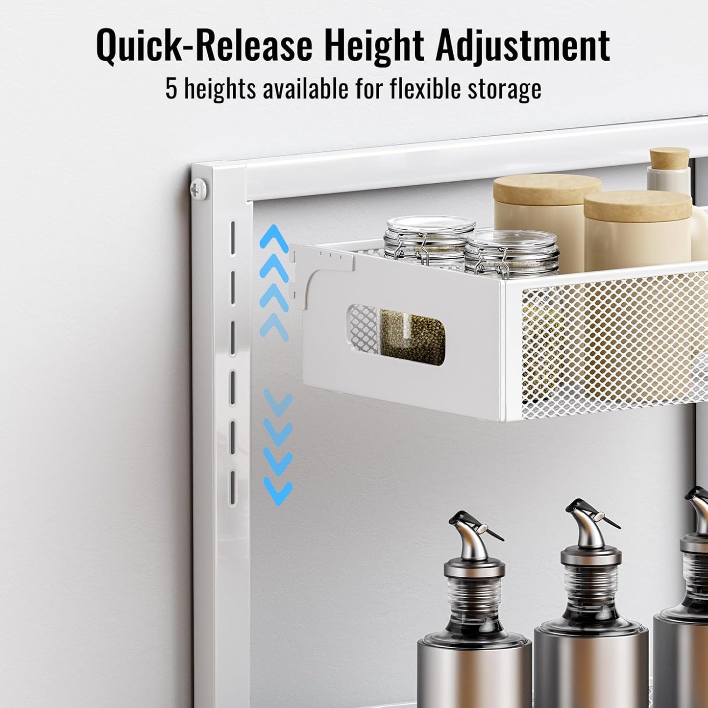 Full Metal Under Sink Organizer, Pull Out Cabinet Organizers and Storage, Silk-Smooth Sliding Drawer for Kitchen, Bathroom, Pantry, Cabinet, Closet (White, 2 Pack)