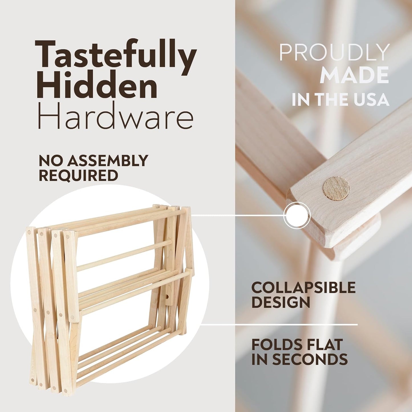 Pennsylvania Woodworks Clothes Drying Rack: Solid Maple Hard Wood Laundry Rack for Sweaters, Blouses, Lingerie & More, Durable Folding Drying Rack, Made in USA, No Assembly Needed, Medium