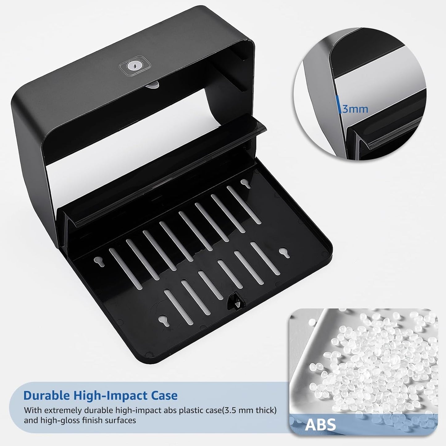 Paper Towel Dispenser Wall Mounted, Multifold Hand Towel Dispenser for Kitchen Bathroom Home Business, Trifold/C Fold/Z Fold Paper Towel Holder with Lock, Universal Paper, Black