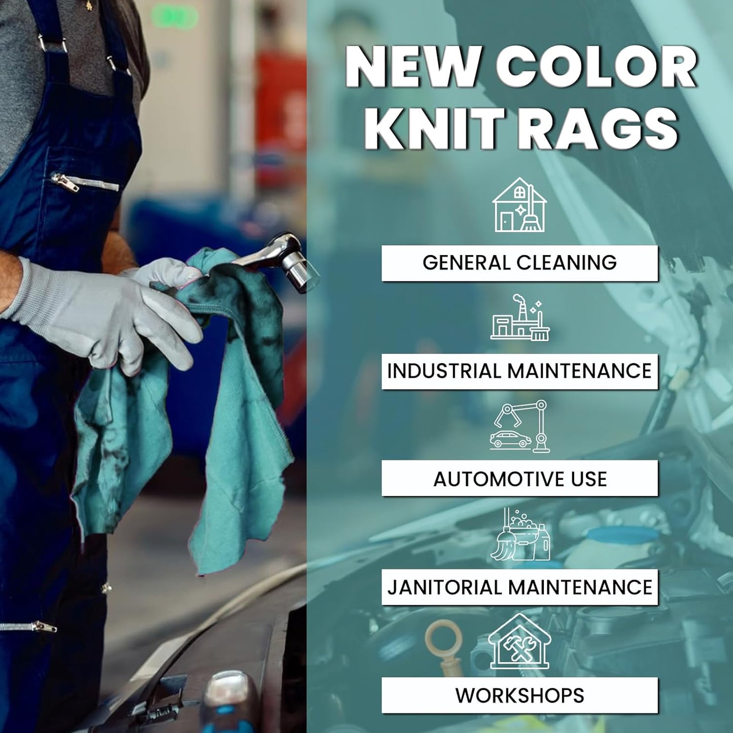 Premium Color Knit Cleaning Rags (600 lbs Pallet - 24x25 lbs. Bag) – Shop Rags Bulk for Workshops, Mechanics, Painters, and Home Use, Multipurpose Cotton T-Shirt Rags